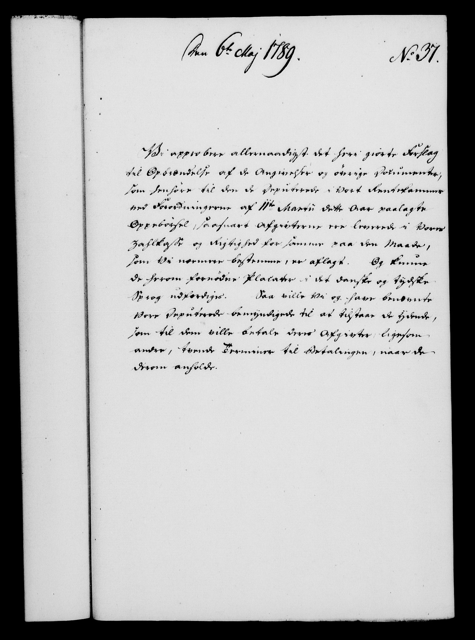 Rentekammeret, Kammerkanselliet, RA/EA-3111/G/Gf/Gfa/L0071: Norsk relasjons- og resolusjonsprotokoll (merket RK 52.71), 1789, p. 275