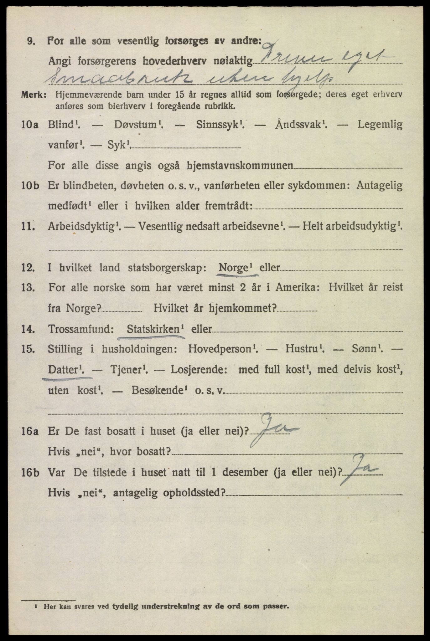 SAH, 1920 census for Snertingdal, 1920, p. 4482