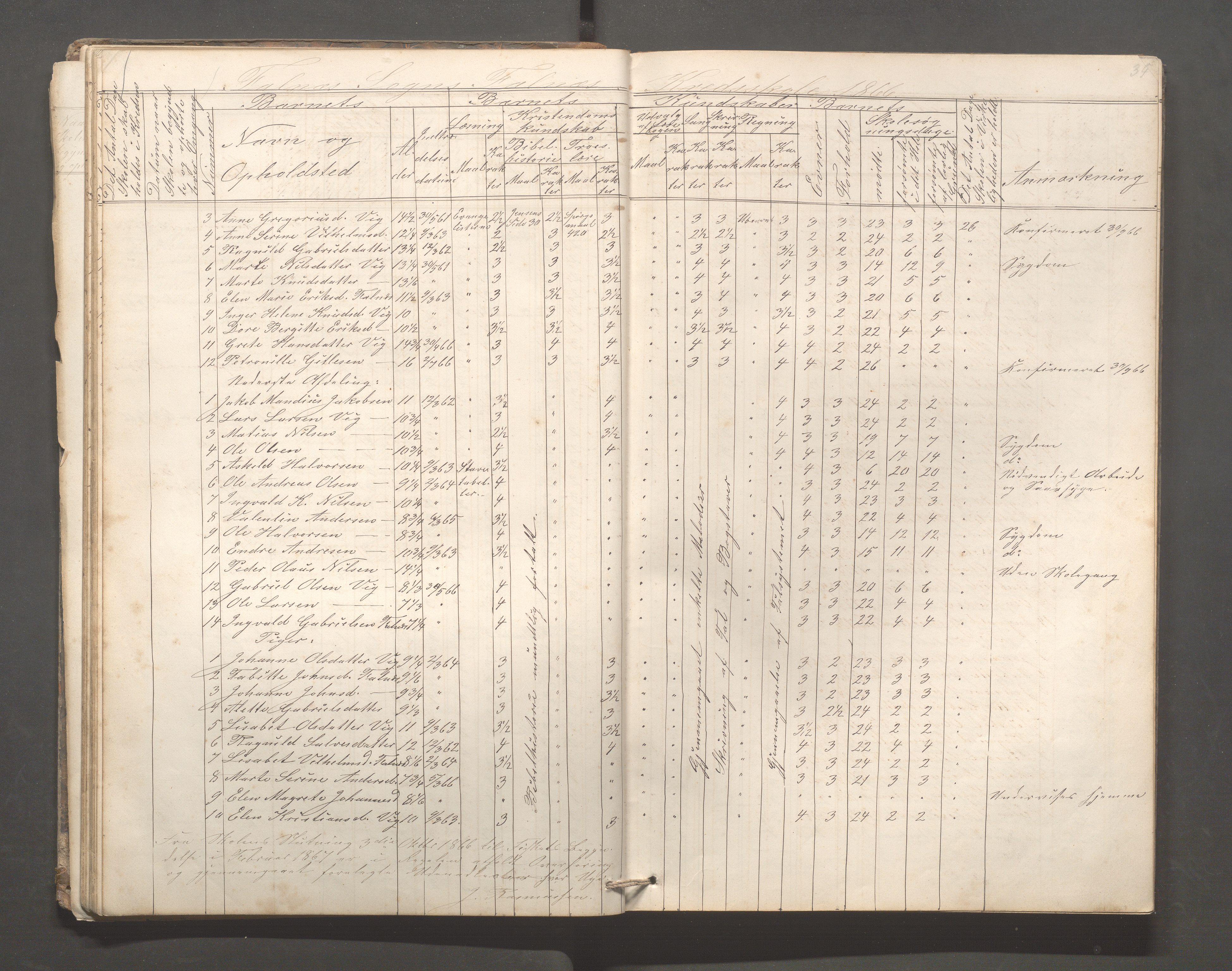 Skudenes kommune - Falnes skole, IKAR/A-301/H/L0001: Skoleprotokoll, 1861-1896, p. 35