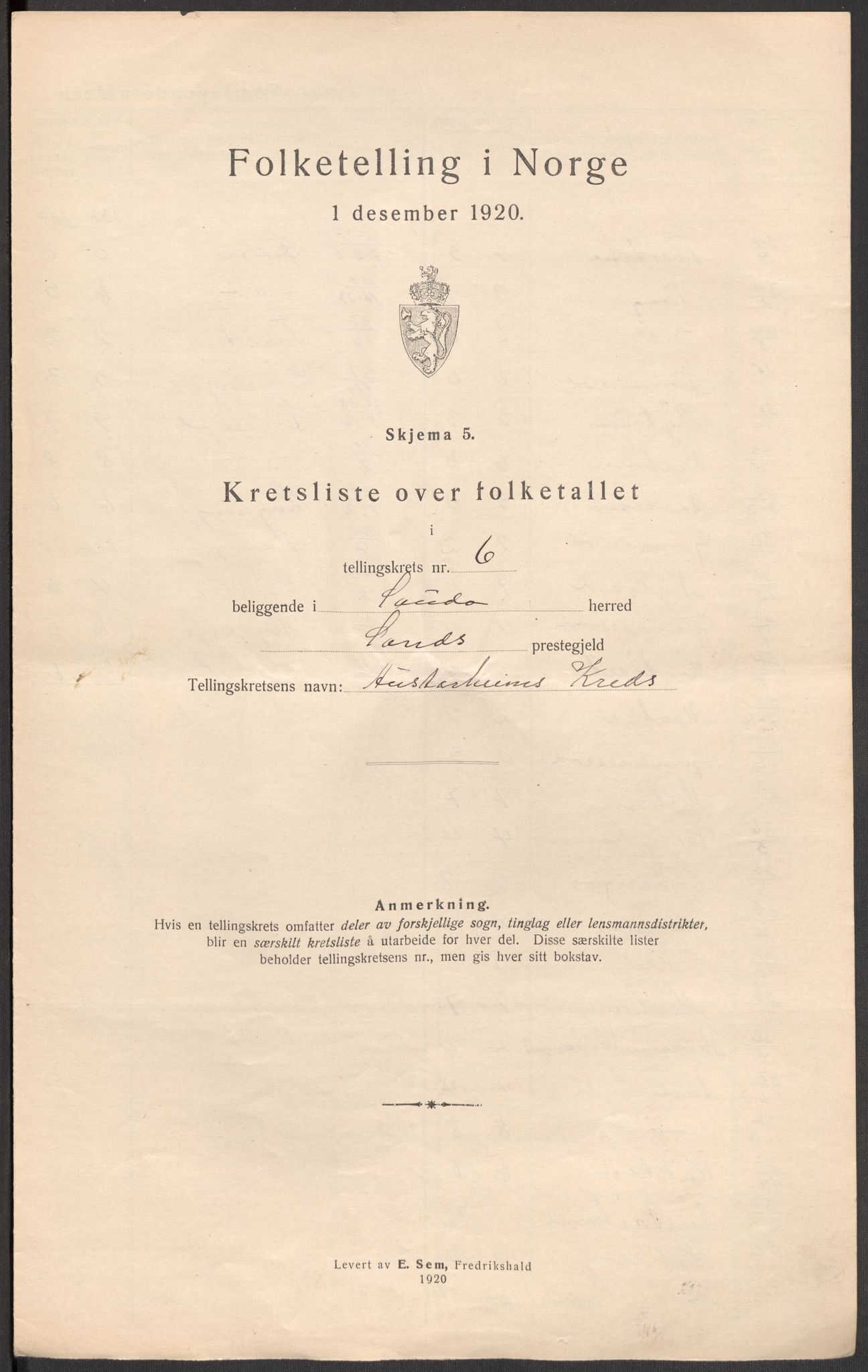 SAST, 1920 census for Sauda, 1920, p. 24