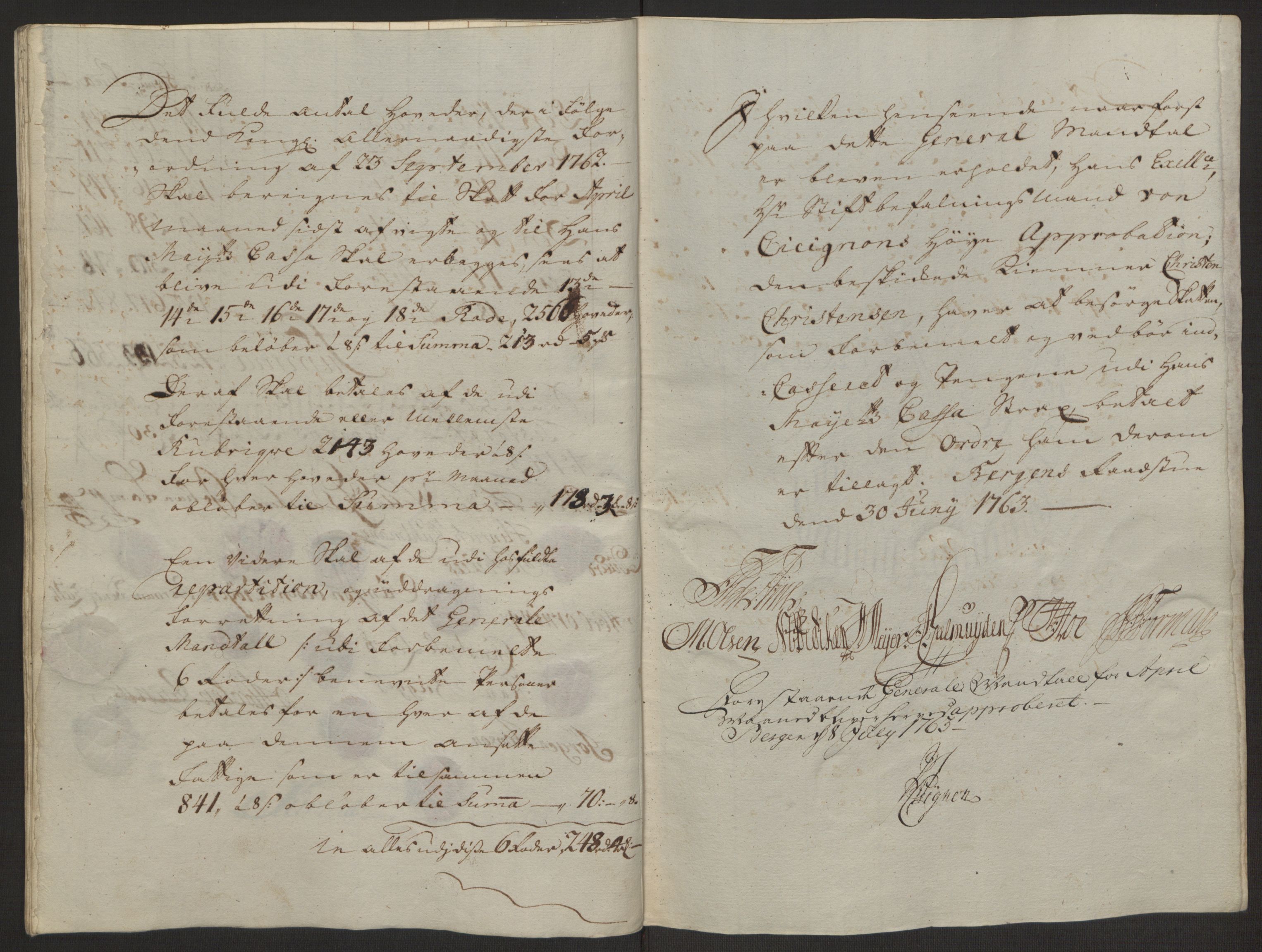 Rentekammeret inntil 1814, Reviderte regnskaper, Byregnskaper, AV/RA-EA-4066/R/Rp/L0366/0001: [P20] Kontribusjonsregnskap / Ekstraskatt, 1763, p. 126