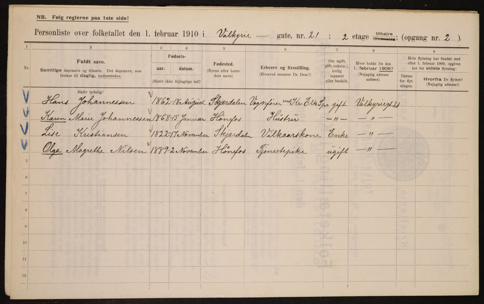 OBA, Municipal Census 1910 for Kristiania, 1910, p. 115486