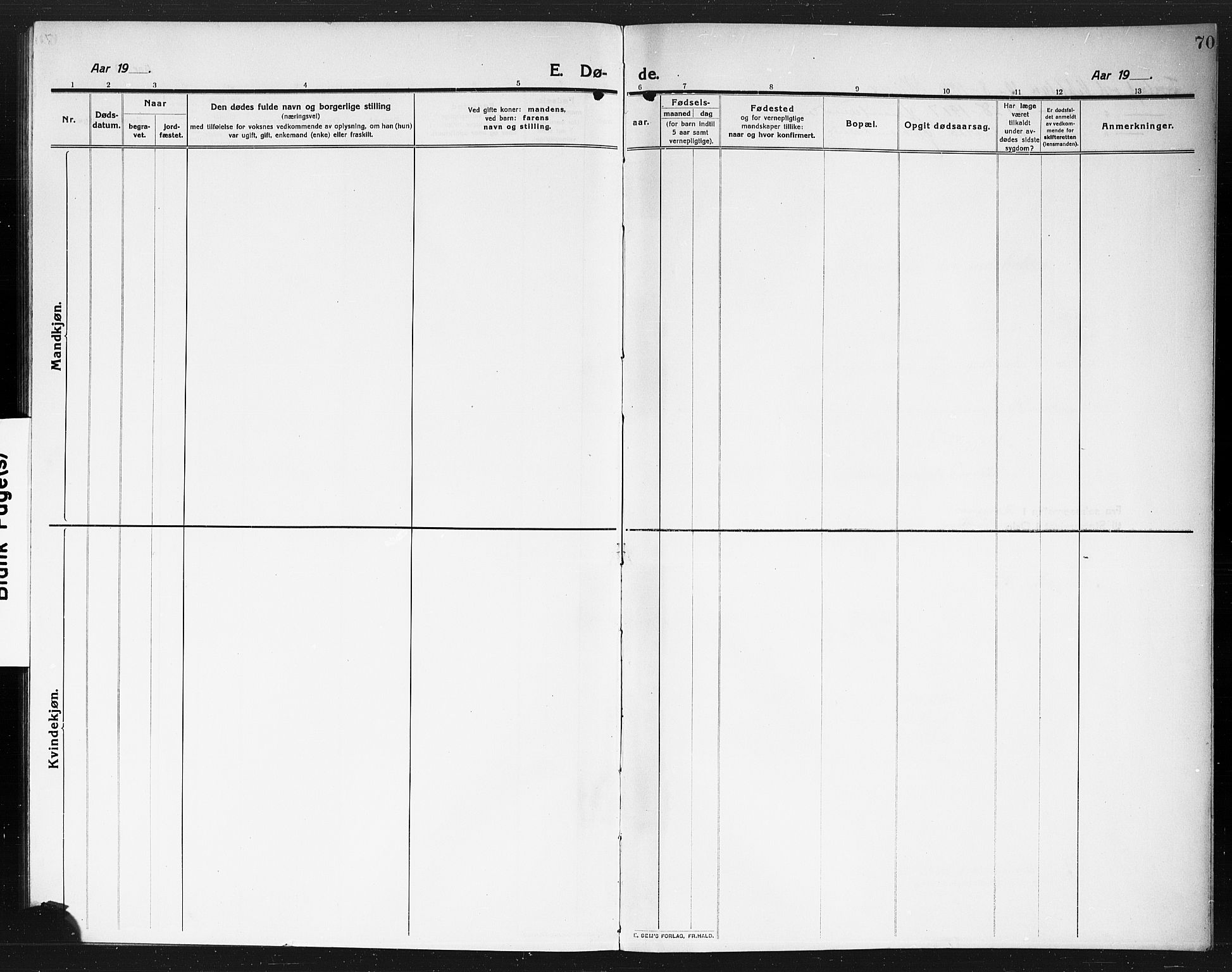 Rødenes prestekontor Kirkebøker, AV/SAO-A-2005/G/Gb/L0002: Parish register (copy) no. II 2, 1911-1921, p. 70