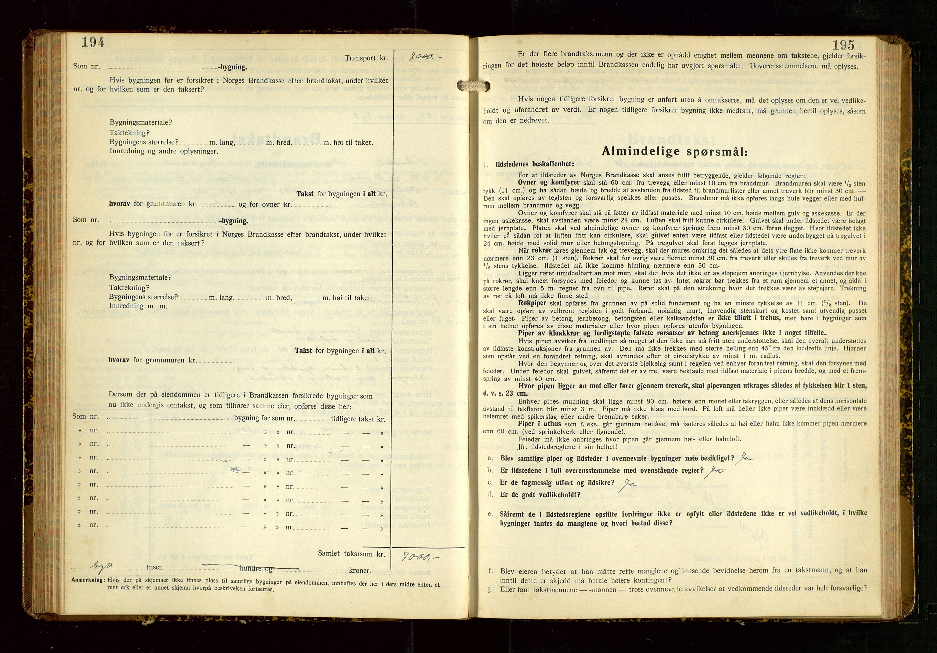 Sokndal lensmannskontor, AV/SAST-A-100417/Gob/L0008: "Brandtakst-Protokoll", 1937-1955, p. 194-195