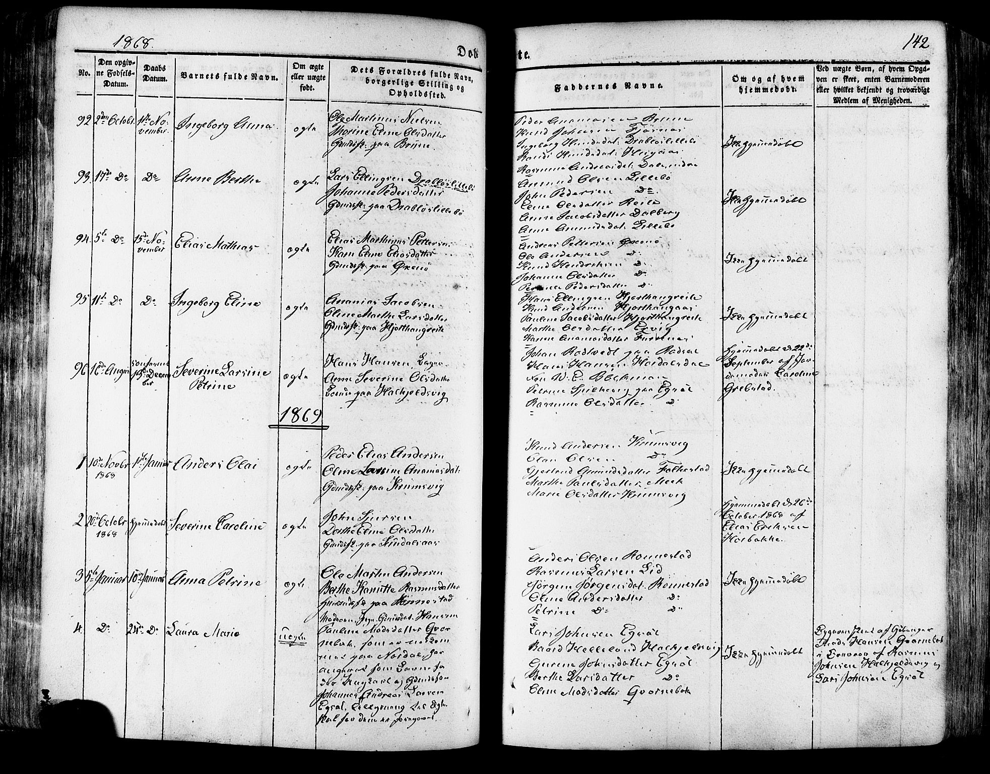Ministerialprotokoller, klokkerbøker og fødselsregistre - Møre og Romsdal, SAT/A-1454/511/L0140: Parish register (official) no. 511A07, 1851-1878, p. 142