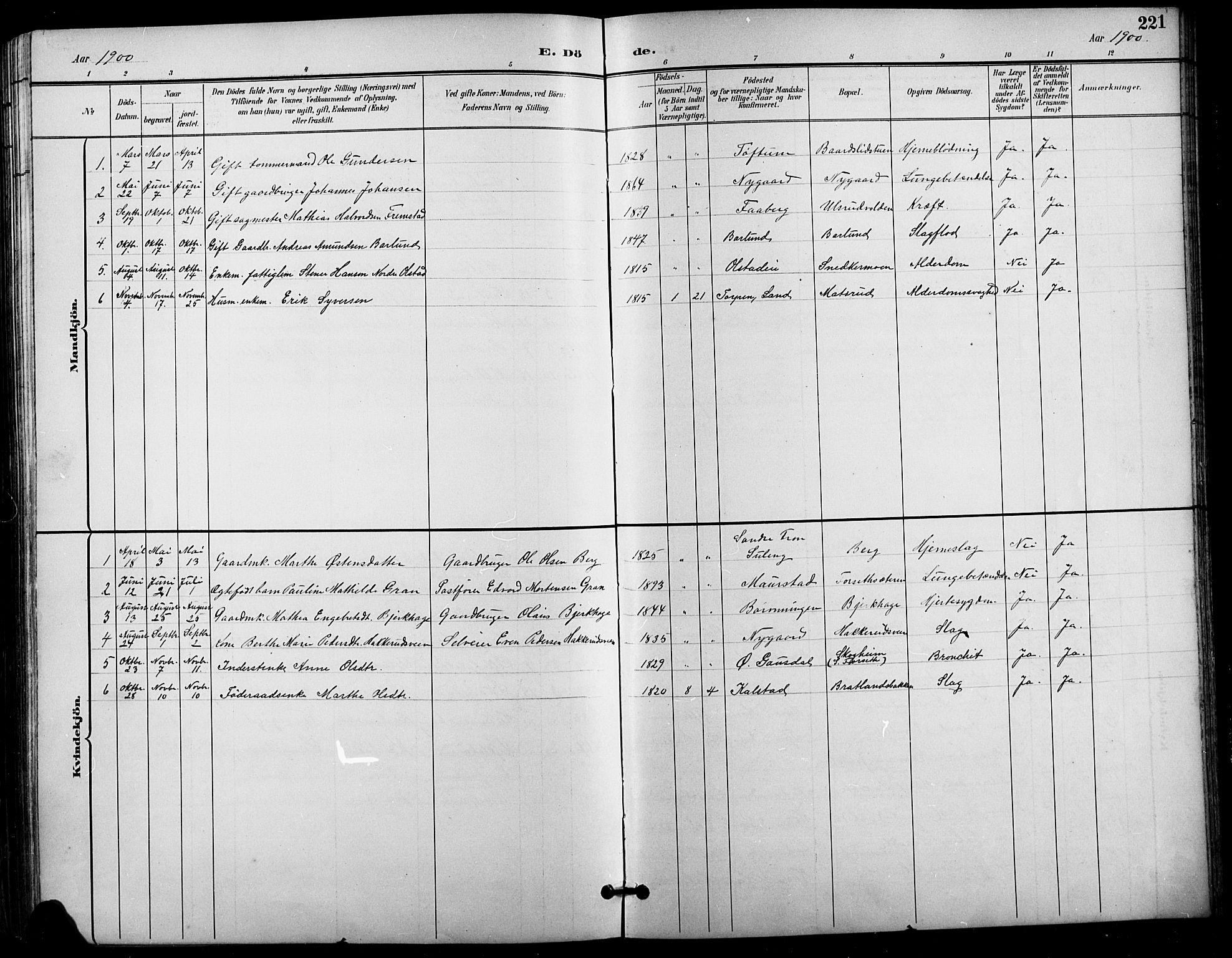 Vestre Gausdal prestekontor, SAH/PREST-094/H/Ha/Hab/L0003: Parish register (copy) no. 3, 1896-1925, p. 221