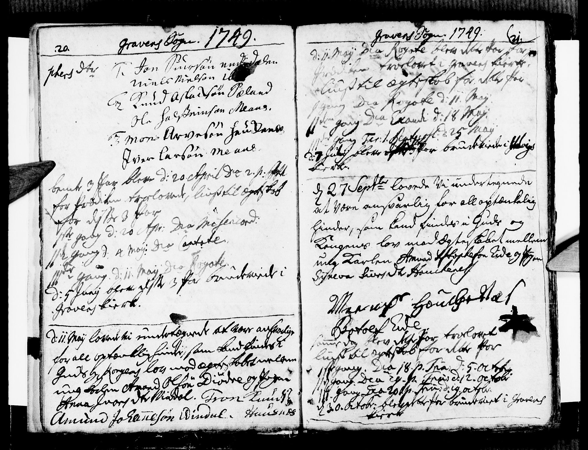 Ulvik sokneprestembete, SAB/A-78801/H/Haa: Parish register (official) no. A 9, 1743-1792, p. 20-21