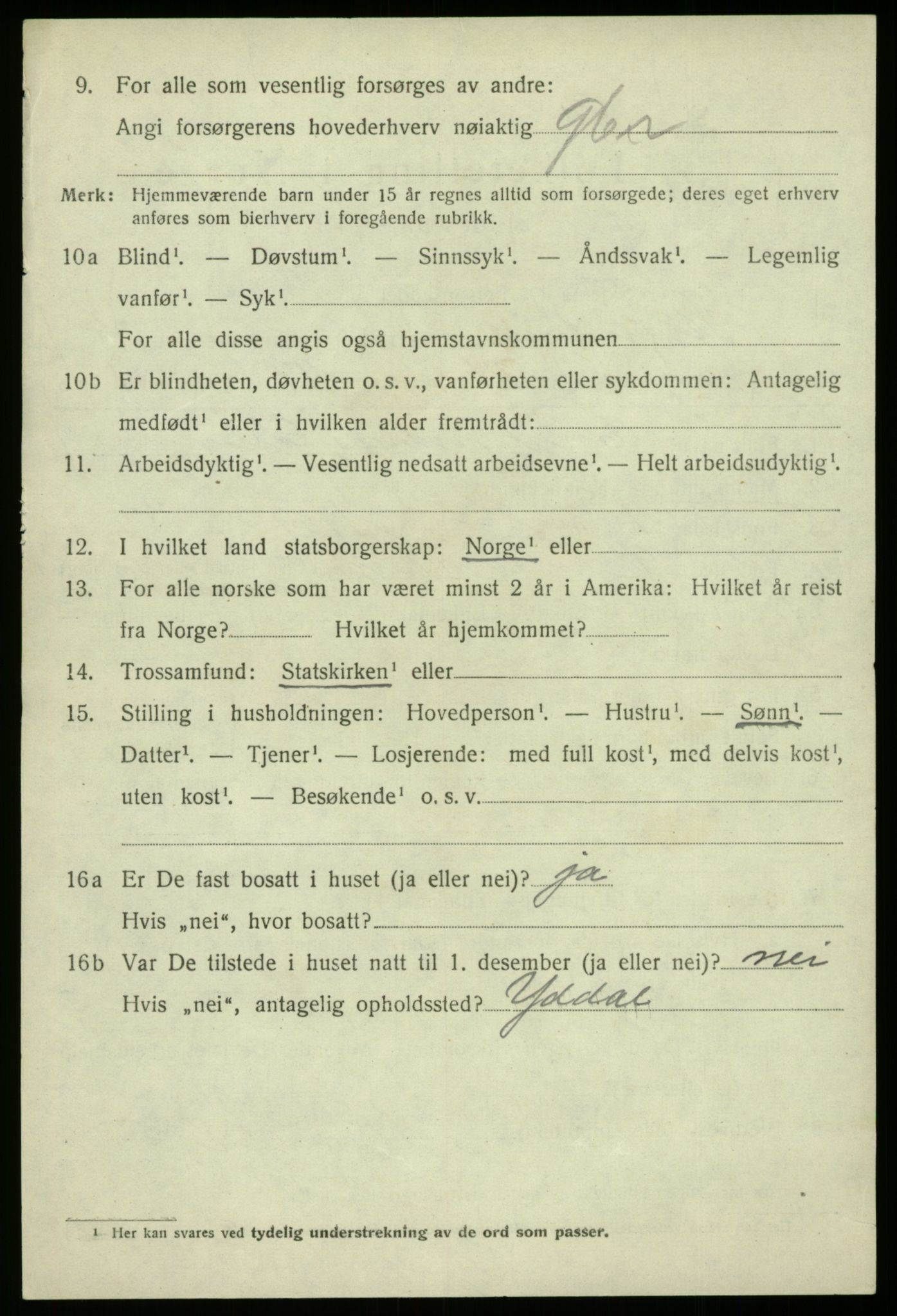 SAB, 1920 census for Strandvik, 1920, p. 3961