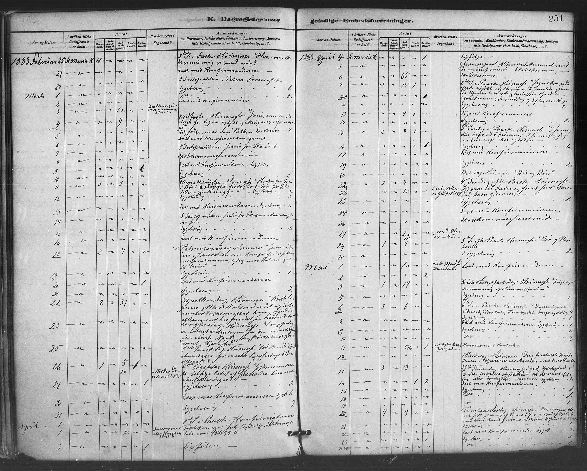 Mariakirken Sokneprestembete, AV/SAB-A-76901/H/Haa/L0007: Parish register (official) no. A 7, 1878-1893, p. 251