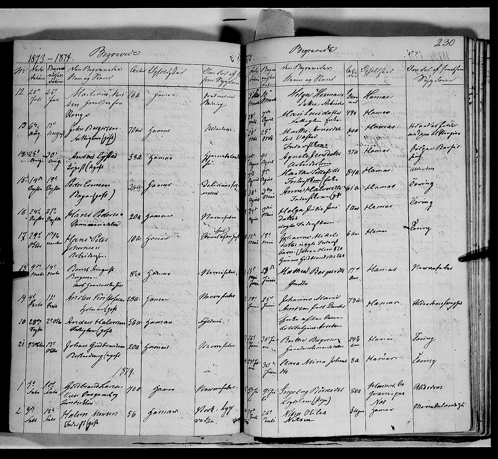 Vang prestekontor, Hedmark, AV/SAH-PREST-008/H/Ha/Haa/L0011: Parish register (official) no. 11, 1852-1877, p. 230