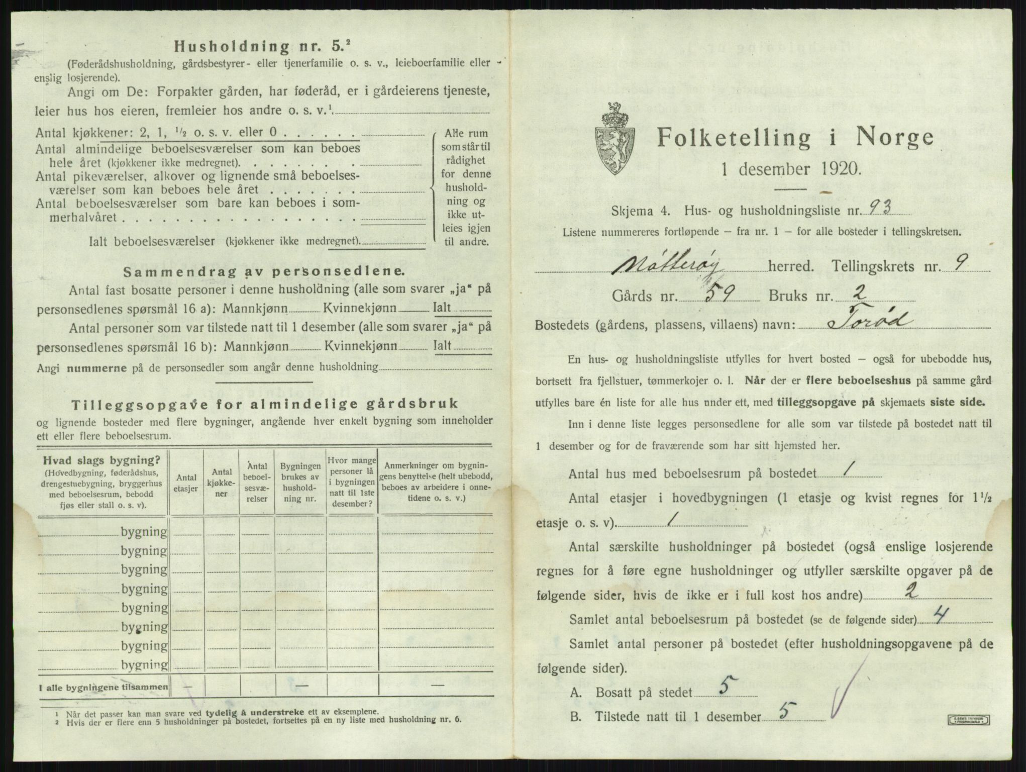 SAKO, 1920 census for Nøtterøy, 1920, p. 1922