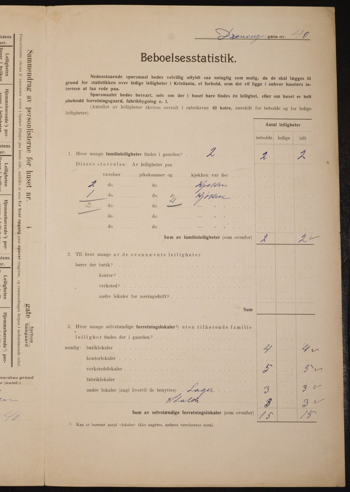 OBA, Municipal Census 1910 for Kristiania, 1910, p. 16514