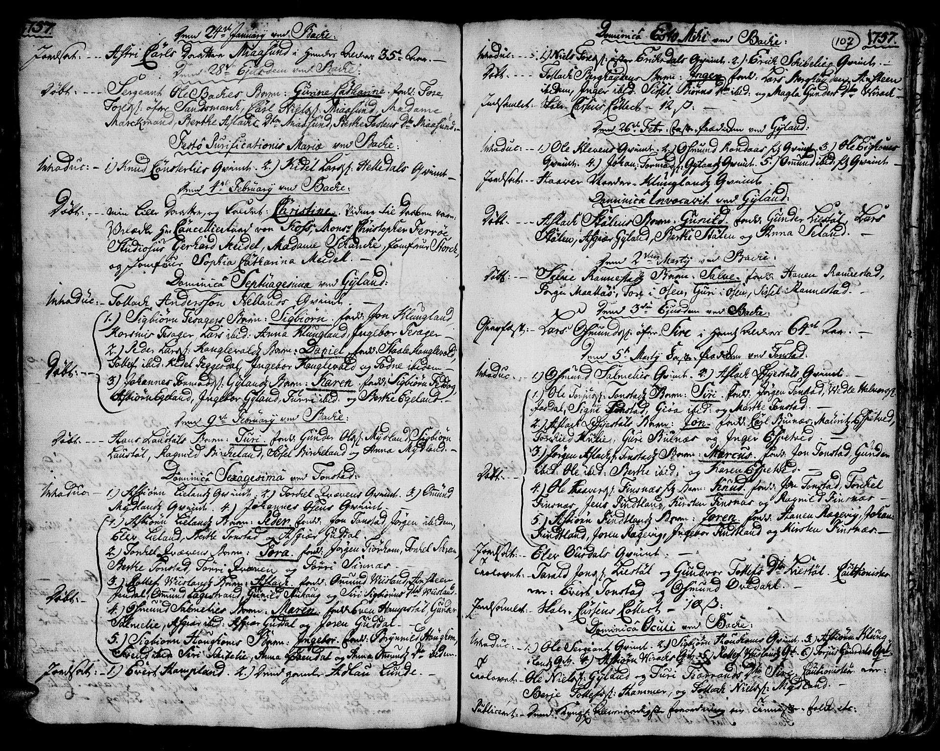 Bakke sokneprestkontor, AV/SAK-1111-0002/F/Fa/Faa/L0001: Parish register (official) no. A 1, 1741-1780, p. 107