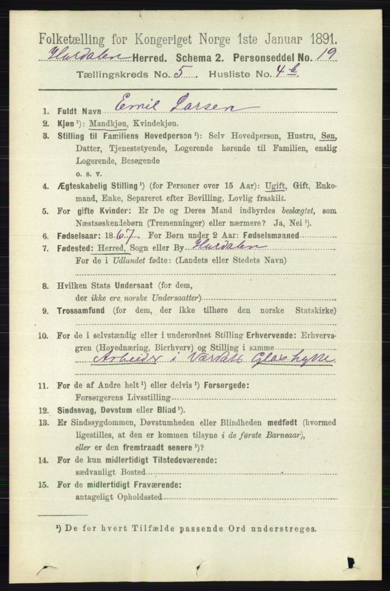 RA, 1891 census for 0239 Hurdal, 1891, p. 2058