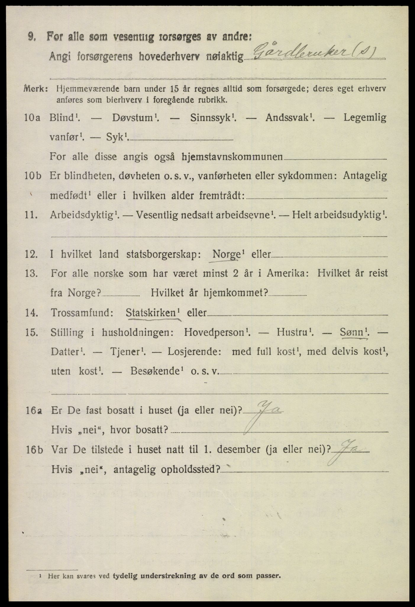 SAH, 1920 census for Vardal, 1920, p. 2578