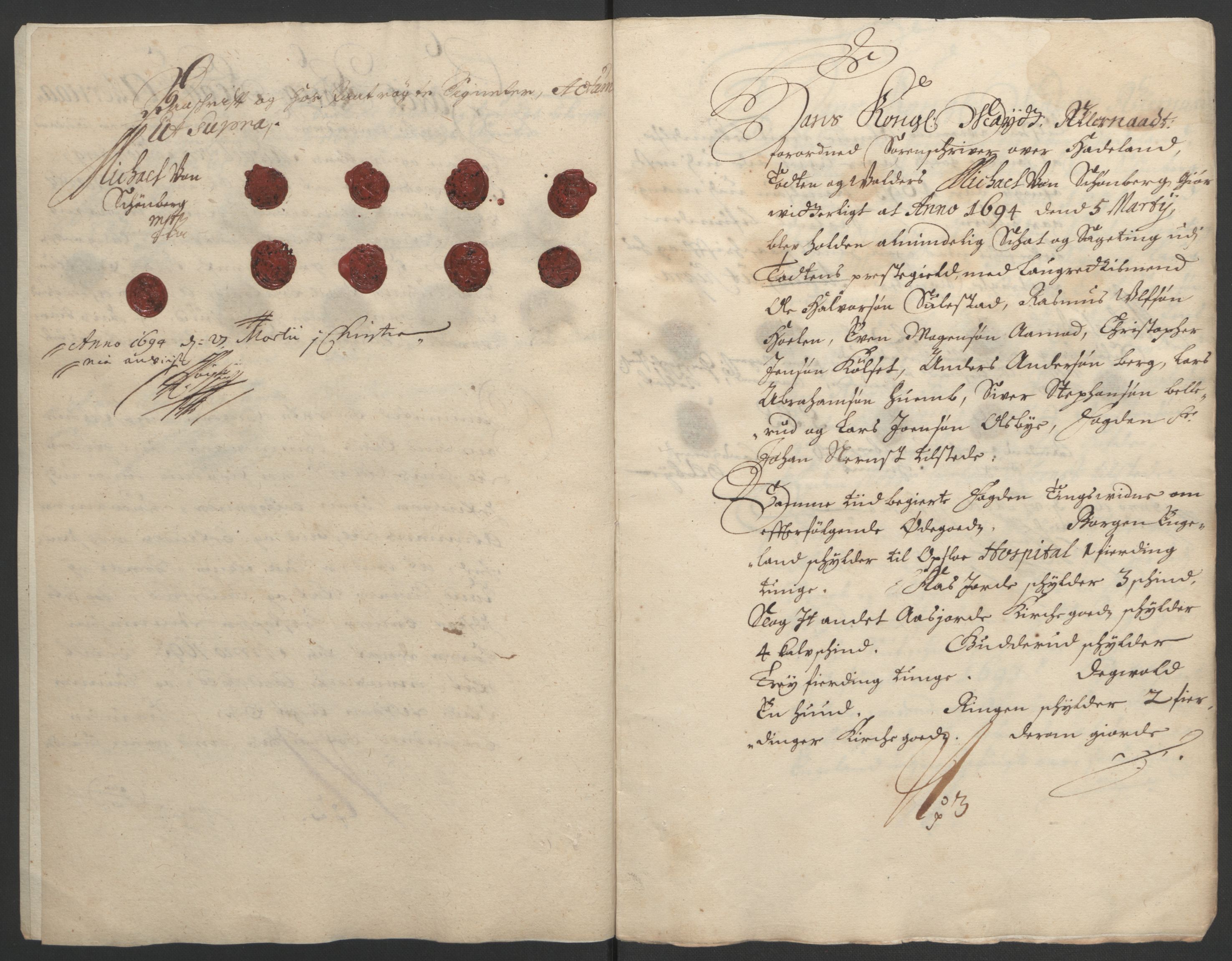 Rentekammeret inntil 1814, Reviderte regnskaper, Fogderegnskap, AV/RA-EA-4092/R18/L1292: Fogderegnskap Hadeland, Toten og Valdres, 1693-1694, p. 172