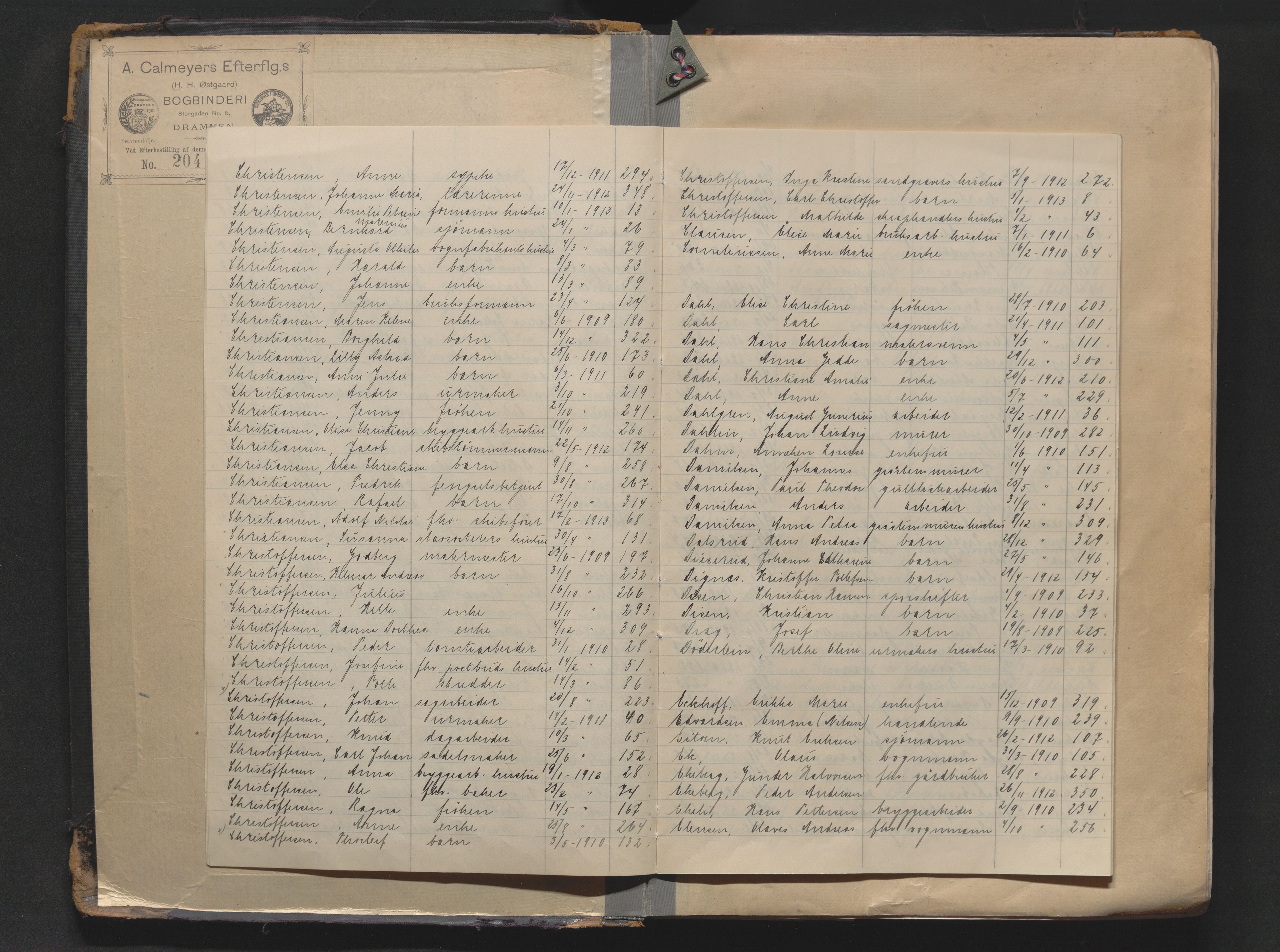 Drammen byfogd, AV/SAKO-A-222/H/Ha/Haa/L0011: Dødsjournal., 1909-1913