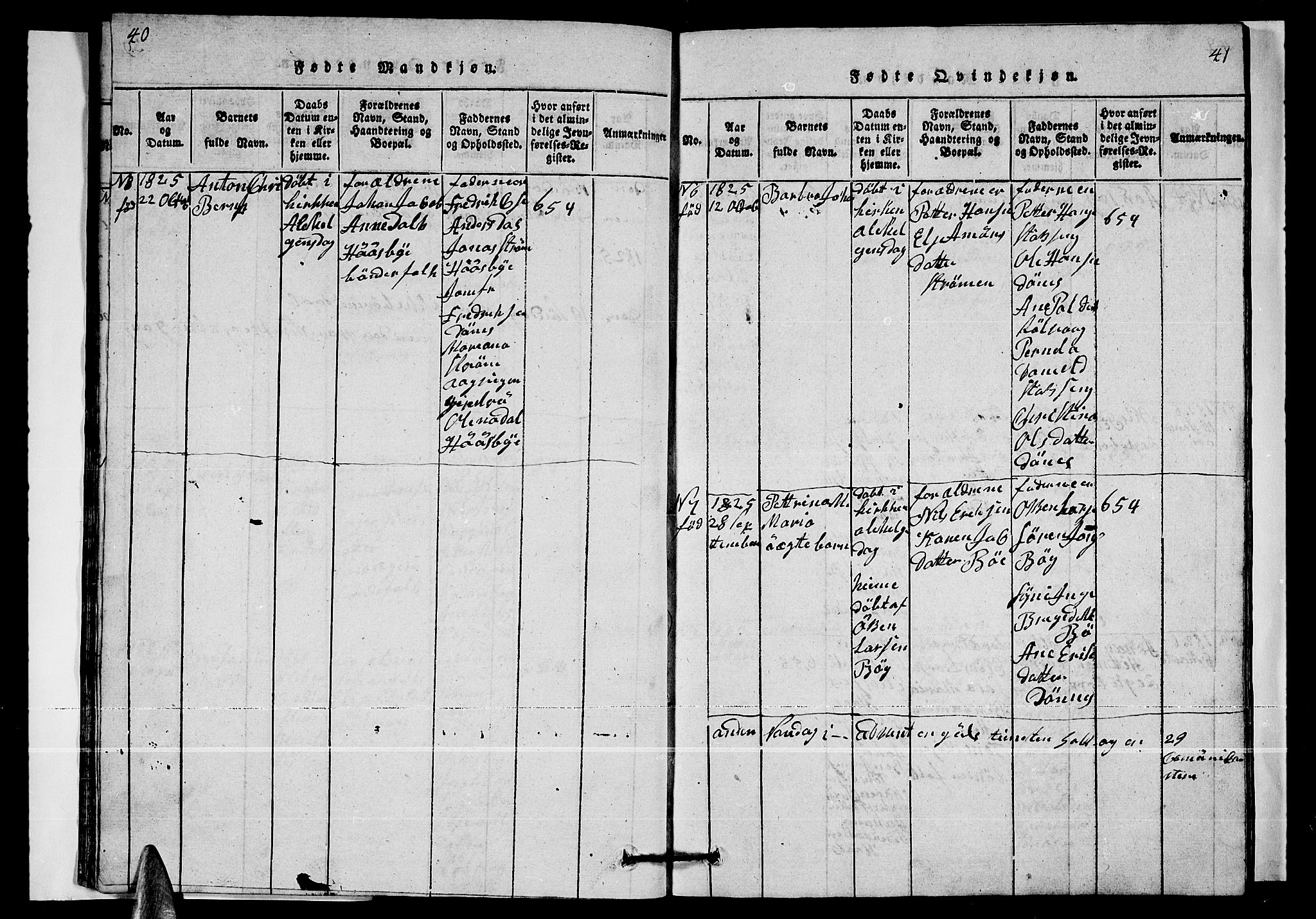 Ministerialprotokoller, klokkerbøker og fødselsregistre - Nordland, SAT/A-1459/835/L0529: Parish register (copy) no. 835C01, 1820-1828, p. 40-41
