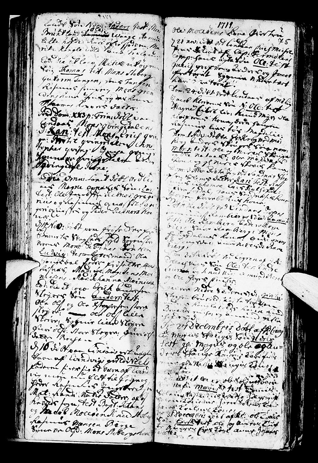 Lindås Sokneprestembete, AV/SAB-A-76701/H/Haa/Haaa/L0001: Parish register (official) no. A 1, 1699-1746, p. 75