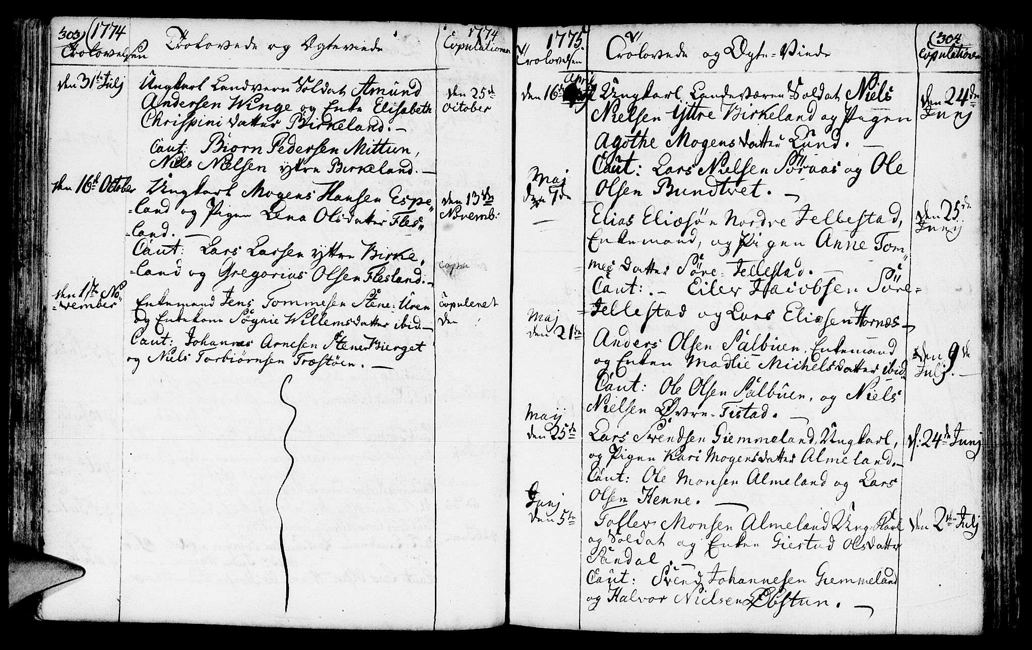 Fana Sokneprestembete, AV/SAB-A-75101/H/Haa/Haaa/L0005: Parish register (official) no. A 5, 1773-1799, p. 303-304