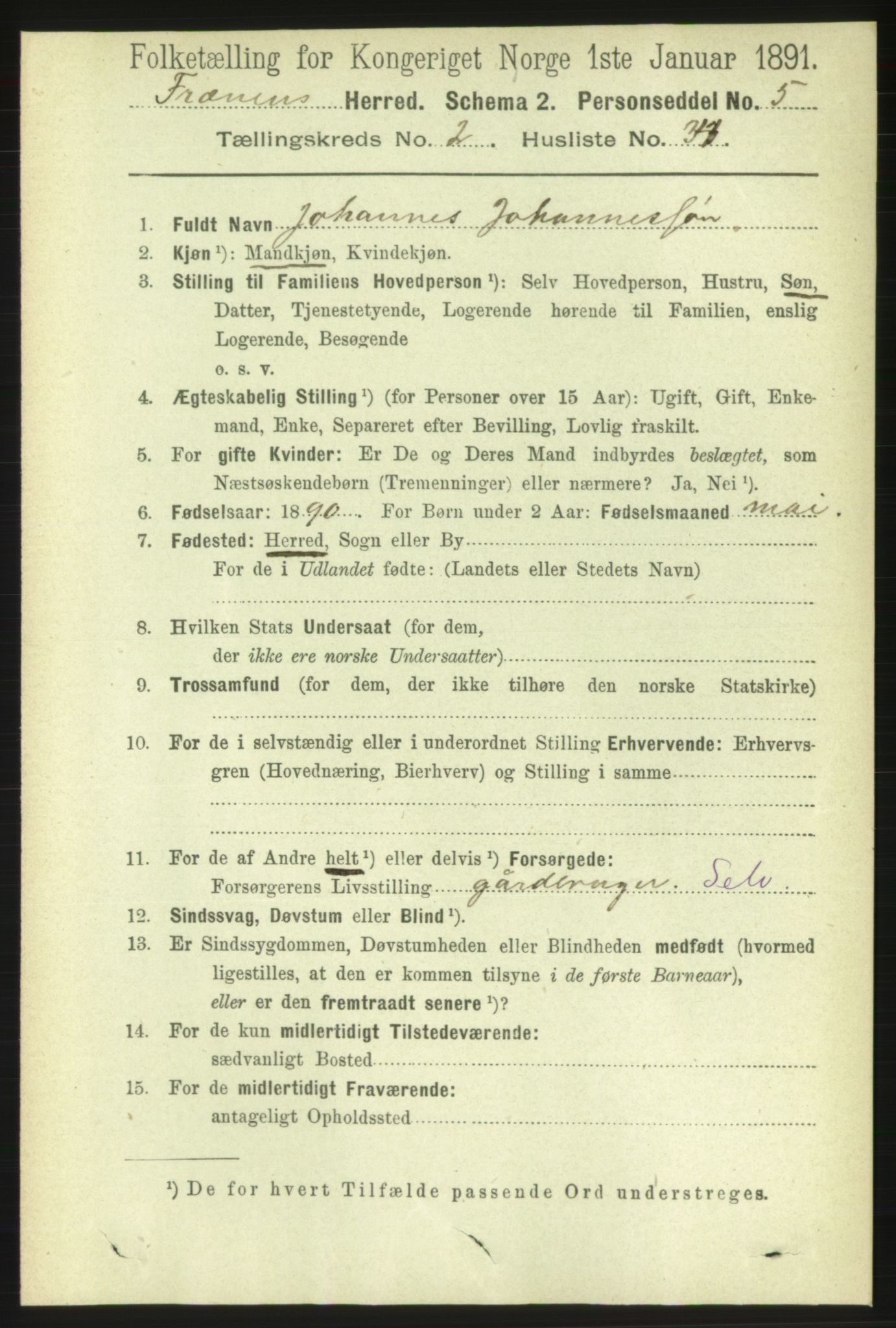 RA, 1891 census for 1548 Fræna, 1891, p. 672