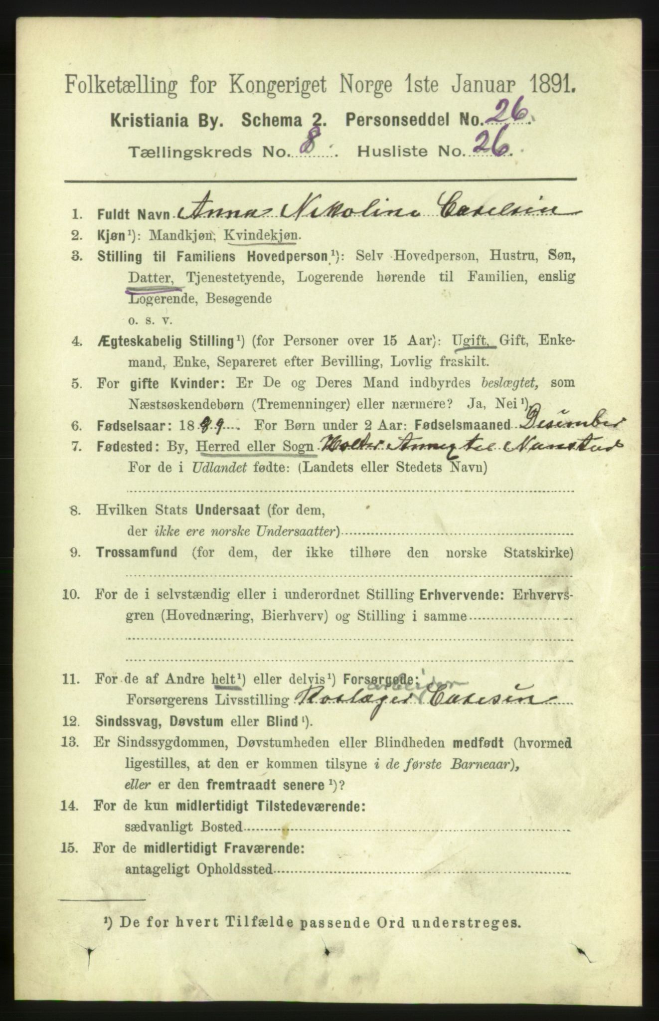 RA, 1891 census for 0301 Kristiania, 1891, p. 3934