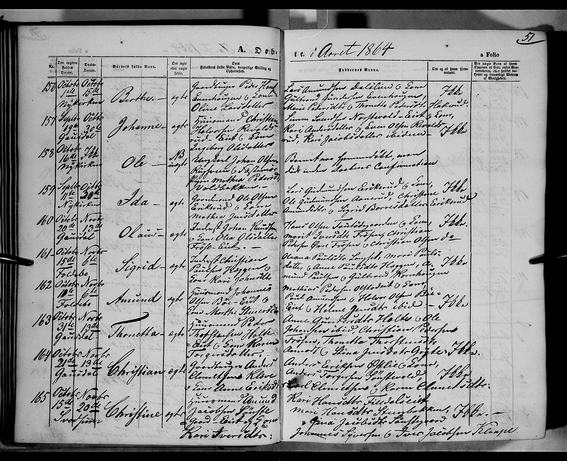 Gausdal prestekontor, SAH/PREST-090/H/Ha/Haa/L0009: Parish register (official) no. 9, 1862-1873, p. 51
