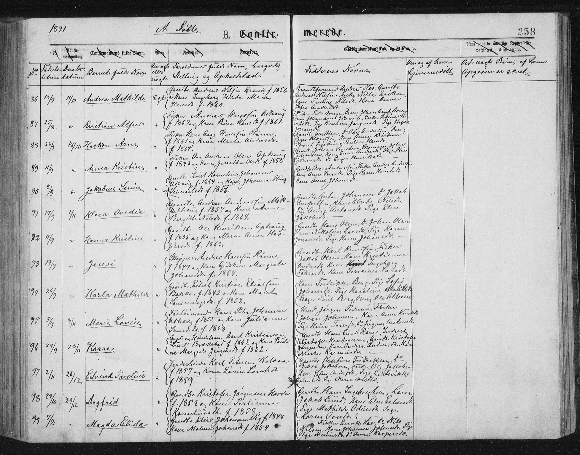 Ministerialprotokoller, klokkerbøker og fødselsregistre - Sør-Trøndelag, SAT/A-1456/659/L0745: Parish register (copy) no. 659C02, 1869-1892, p. 258