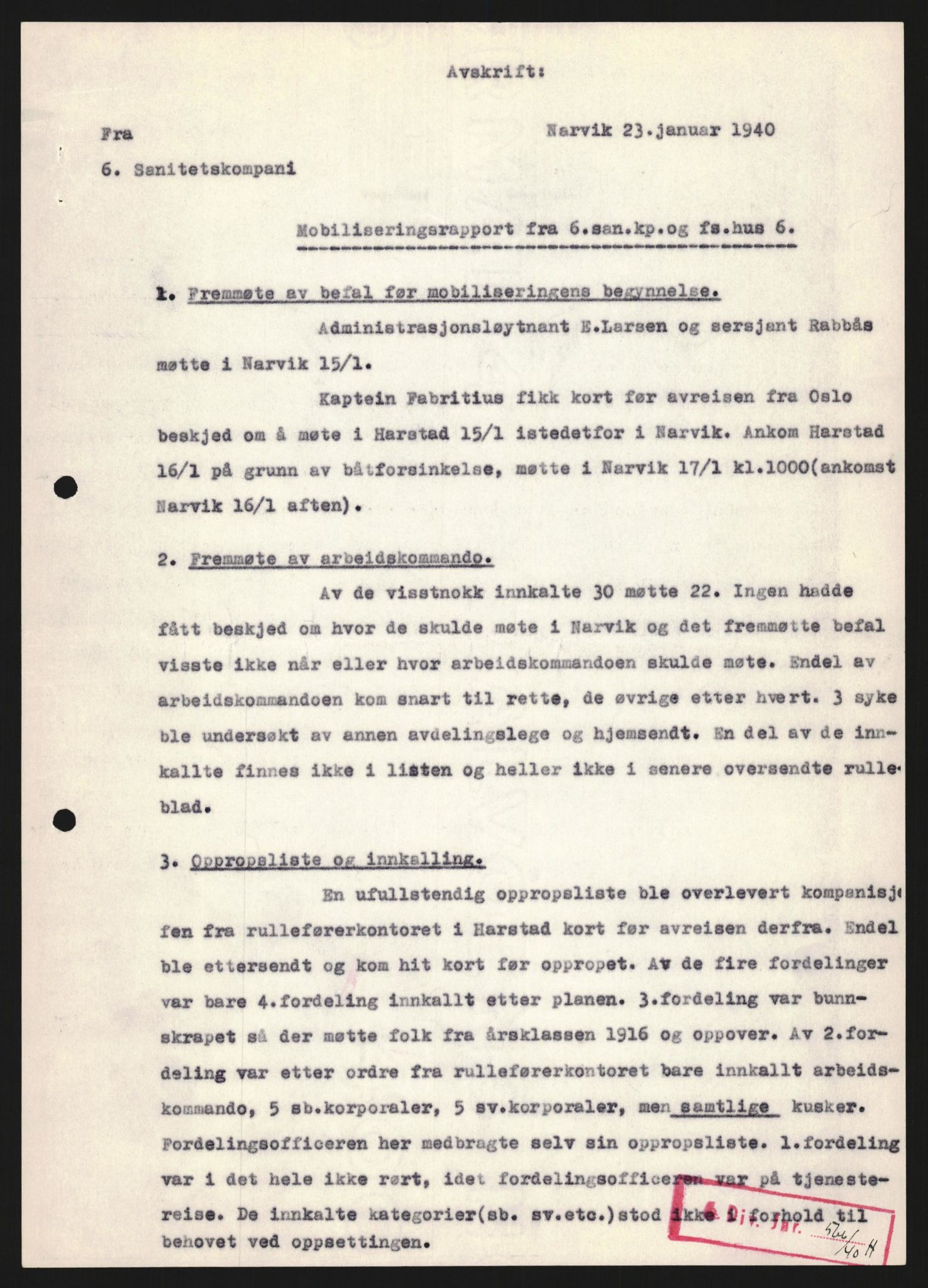 Forsvaret, Forsvarets krigshistoriske avdeling, AV/RA-RAFA-2017/Y/Yb/L0130: II-C-11-600  -  6. Divisjon / 6. Distriktskommando, 1940, p. 48