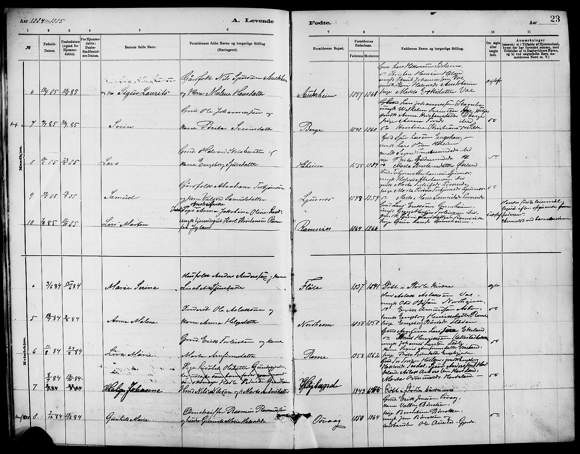 Etne sokneprestembete, SAB/A-75001/H/Hab: Parish register (copy) no. C 4, 1879-1896, p. 23
