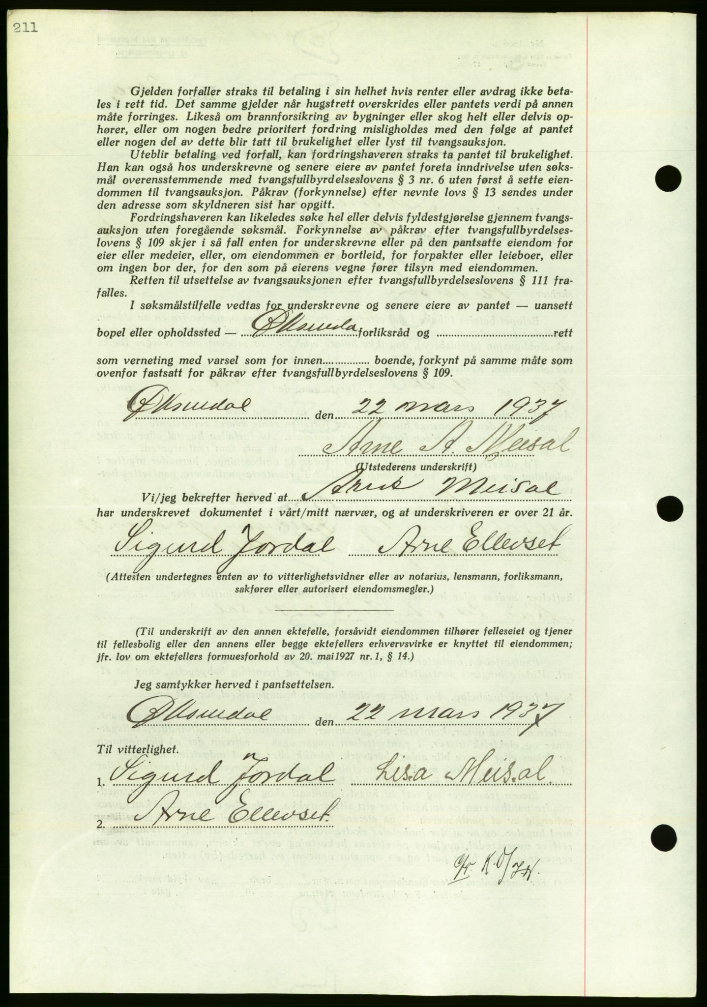 Nordmøre sorenskriveri, AV/SAT-A-4132/1/2/2Ca/L0091: Mortgage book no. B81, 1937-1937, Diary no: : 874/1937