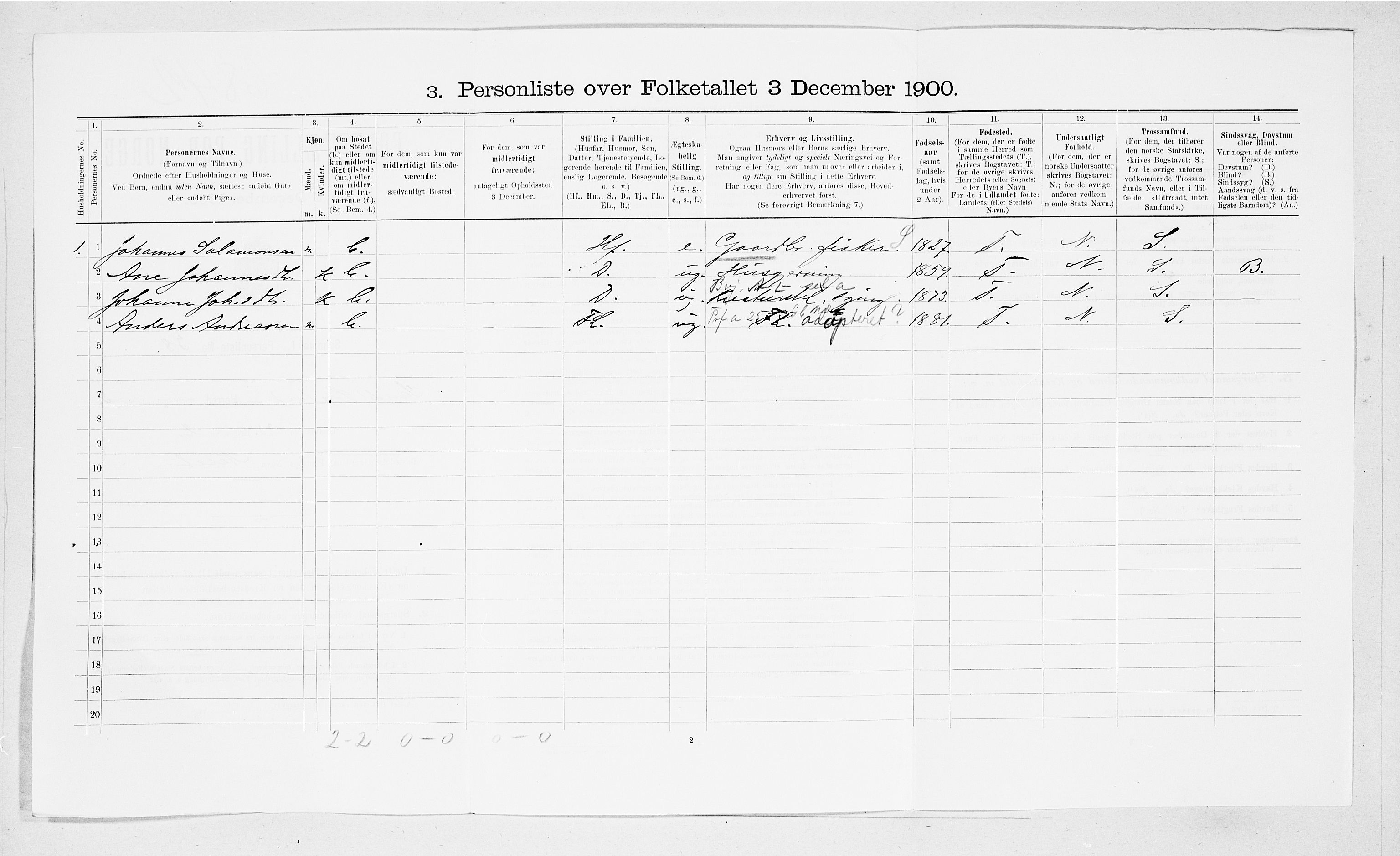 SAT, 1900 census for Sande, 1900, p. 376