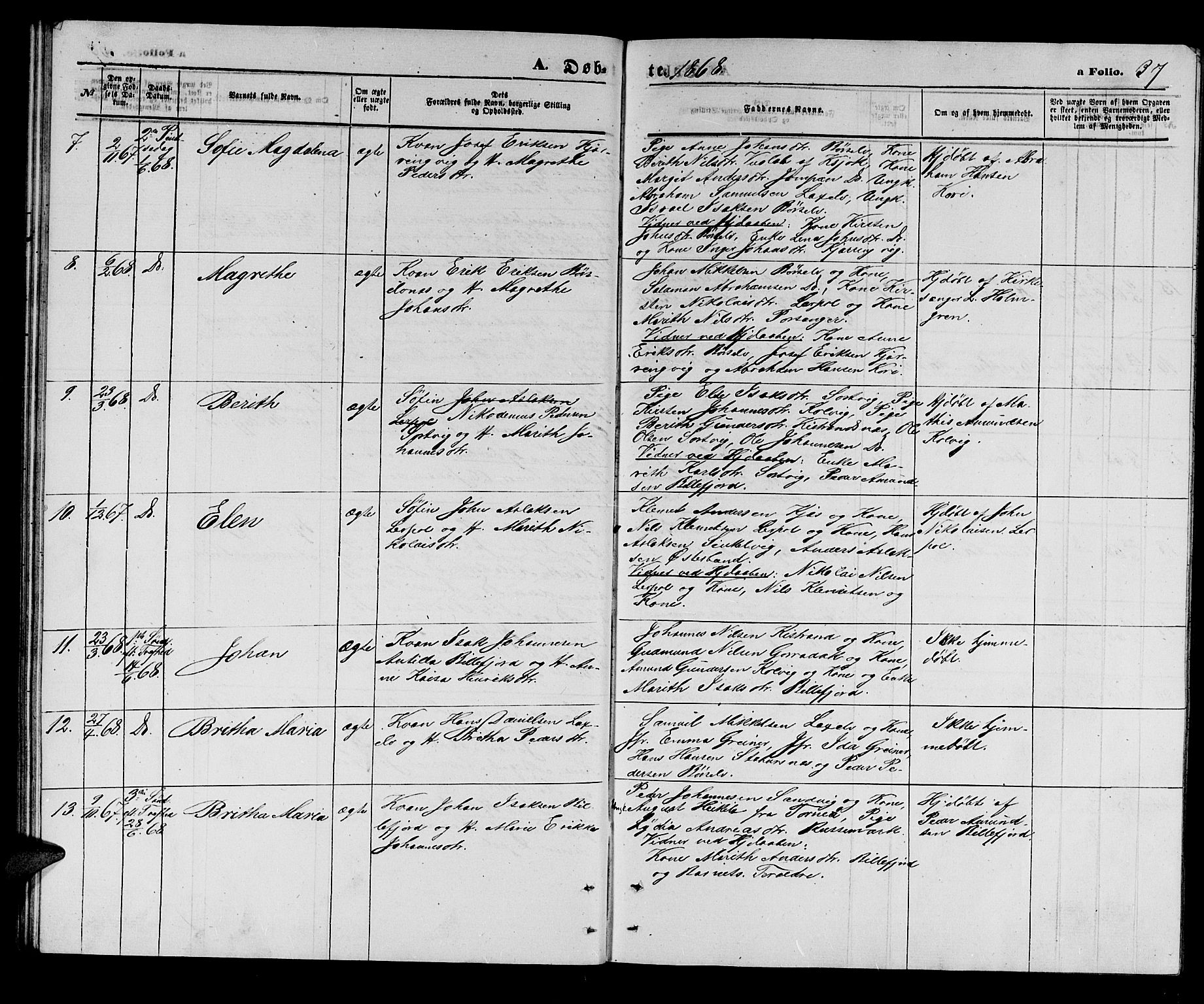 Kistrand/Porsanger sokneprestembete, AV/SATØ-S-1351/H/Hb/L0002.klokk: Parish register (copy) no. 2, 1862-1873, p. 37