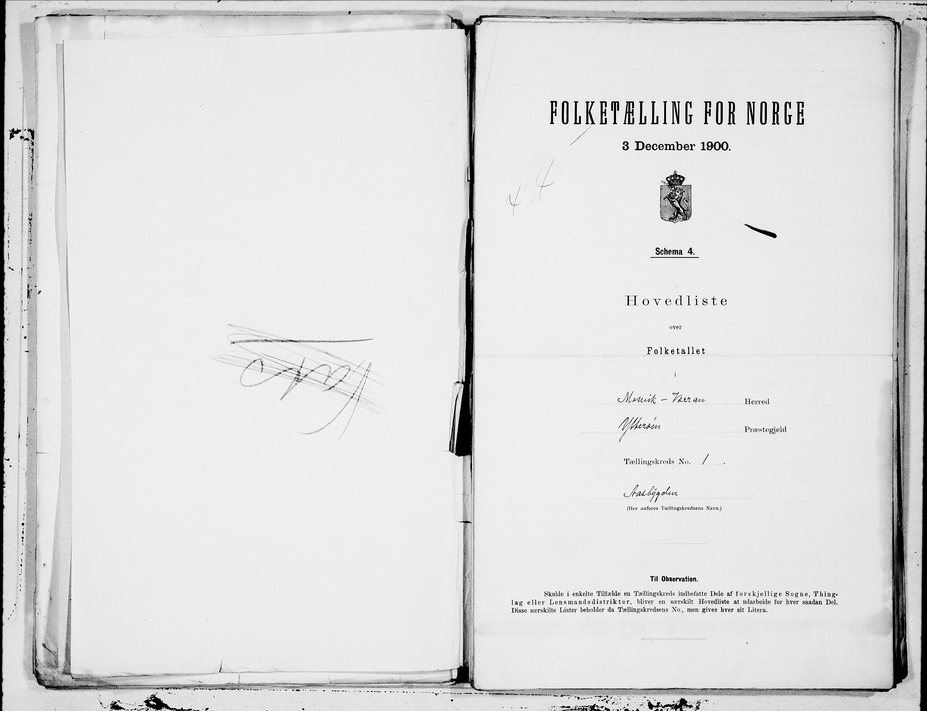 SAT, 1900 census for Mosvik og Verran, 1900, p. 2