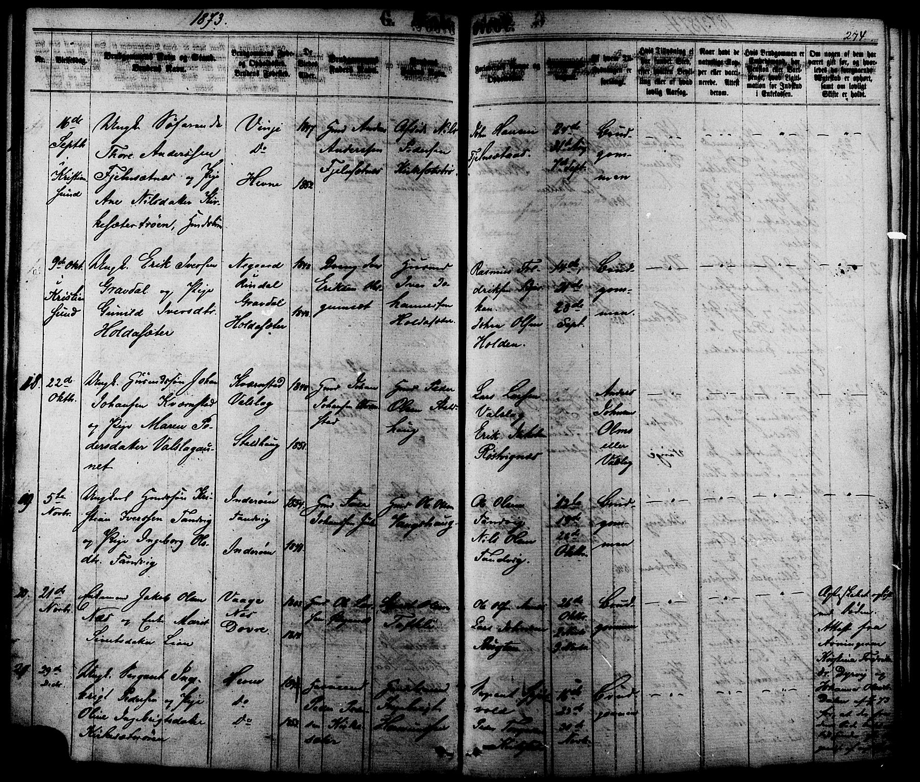 Ministerialprotokoller, klokkerbøker og fødselsregistre - Sør-Trøndelag, SAT/A-1456/630/L0495: Parish register (official) no. 630A08, 1868-1878, p. 274