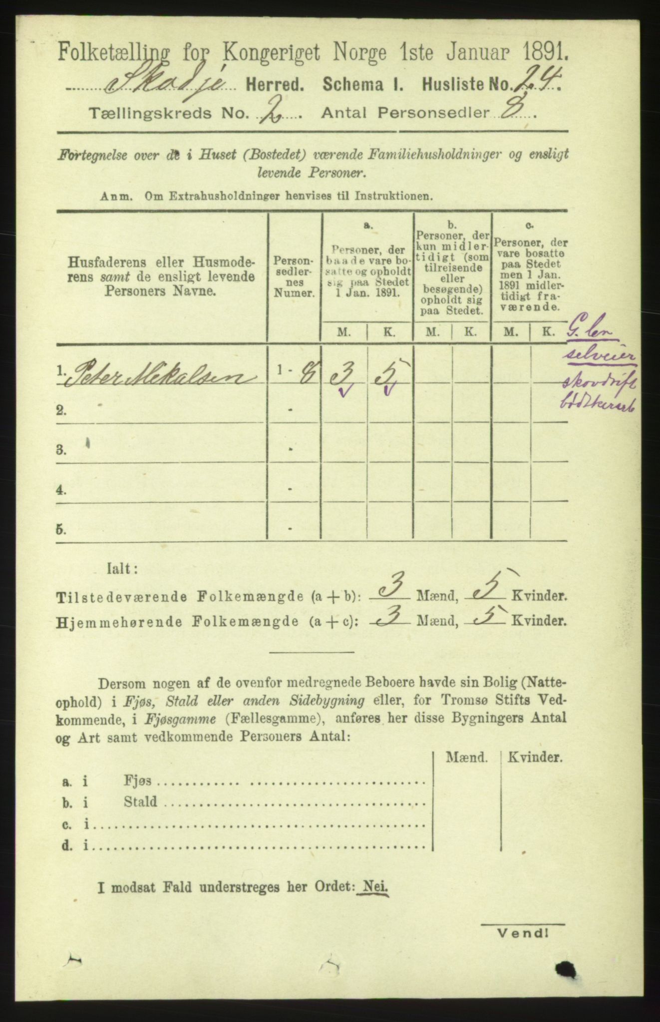 RA, 1891 census for 1529 Skodje, 1891, p. 270