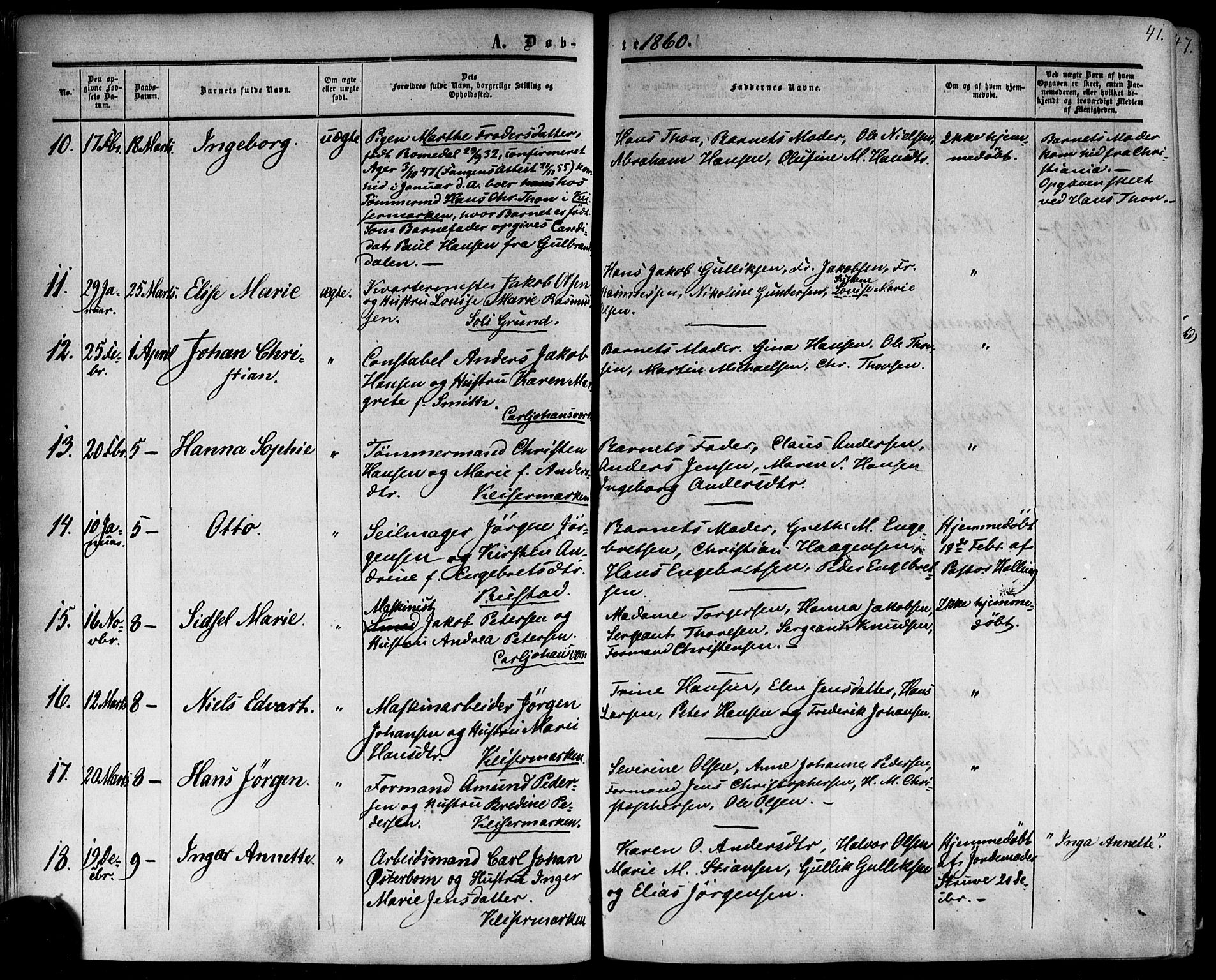 Horten kirkebøker, AV/SAKO-A-348/F/Fa/L0001: Parish register (official) no. 1, 1855-1871, p. 41