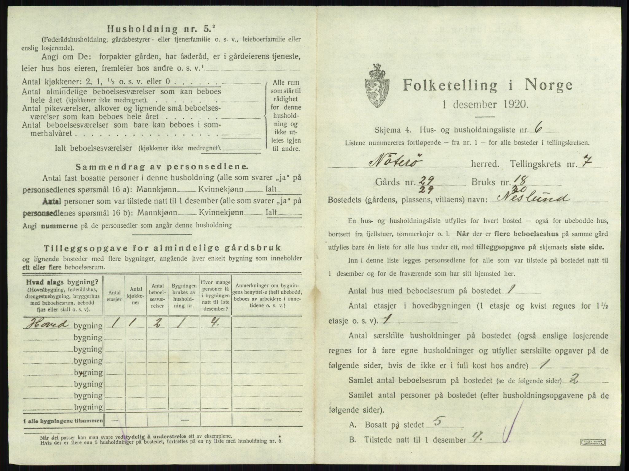 SAKO, 1920 census for Nøtterøy, 1920, p. 1332