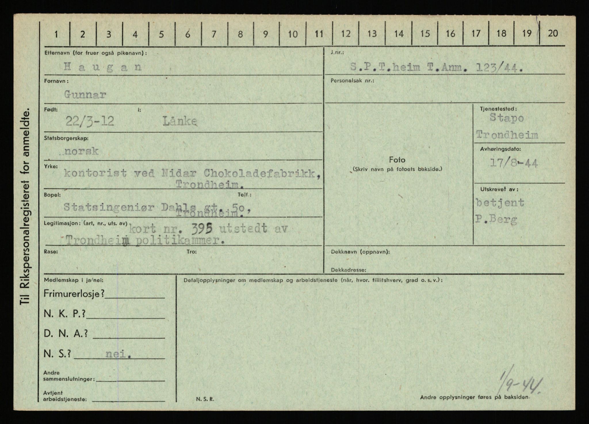 Statspolitiet - Hovedkontoret / Osloavdelingen, AV/RA-S-1329/C/Ca/L0006: Hanche - Hokstvedt, 1943-1945, p. 2213