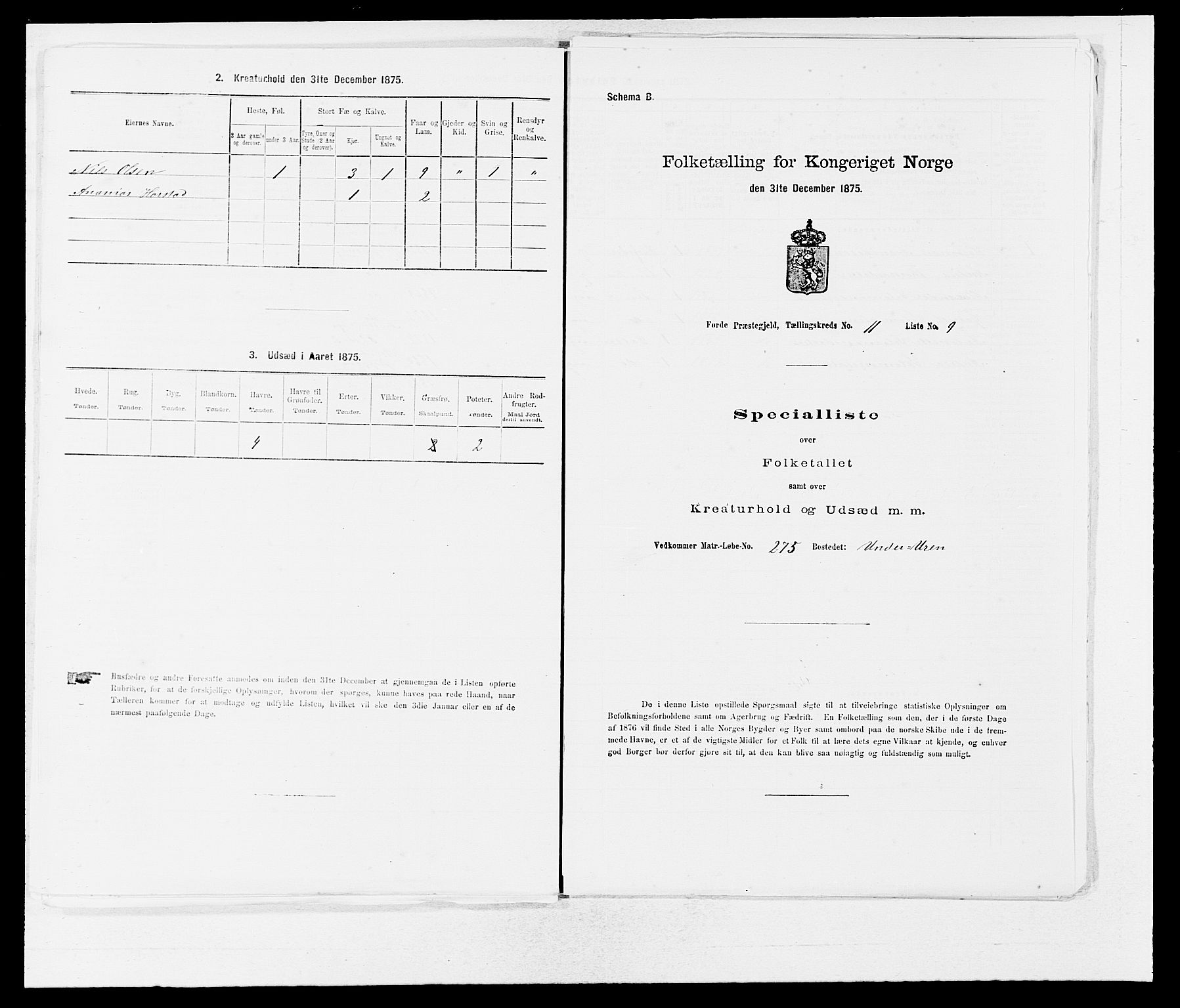 SAB, 1875 census for 1432P Førde, 1875, p. 1339