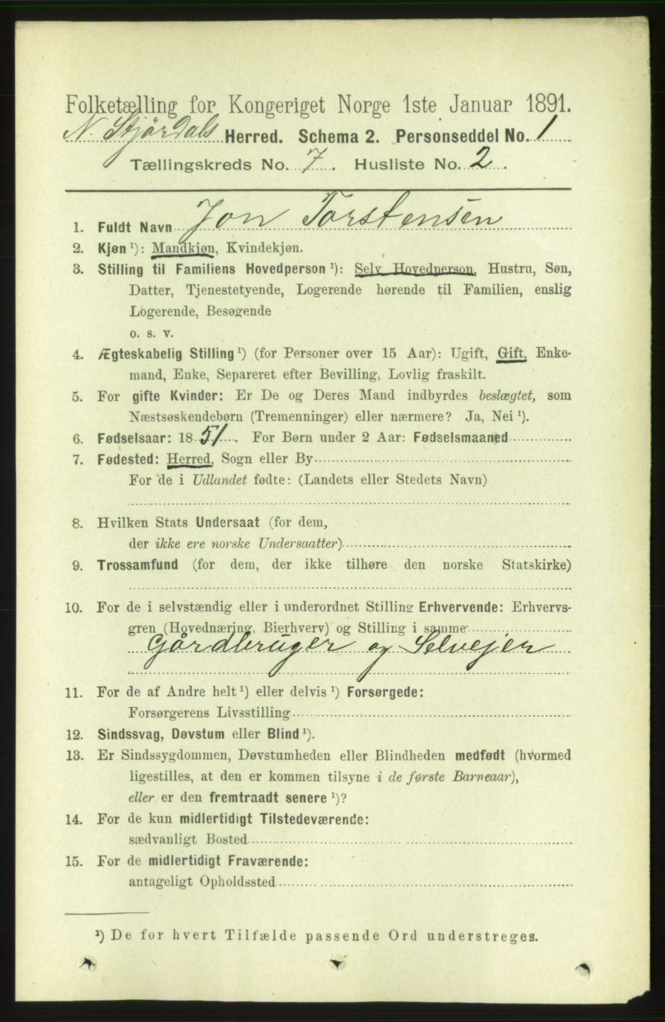 RA, 1891 census for 1714 Nedre Stjørdal, 1891, p. 3084