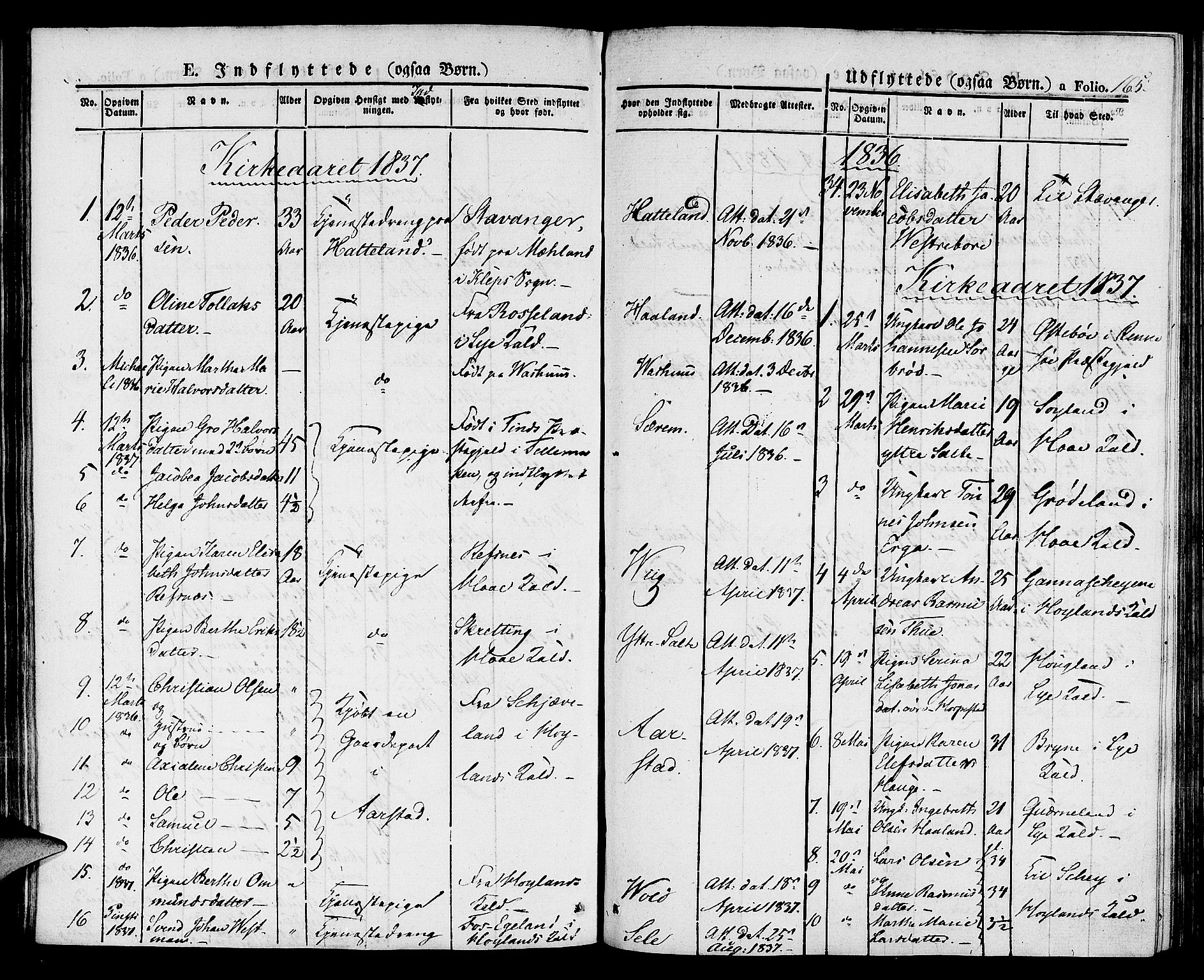 Klepp sokneprestkontor, SAST/A-101803/001/3/30BA/L0003: Parish register (official) no. A 3, 1833-1842, p. 165