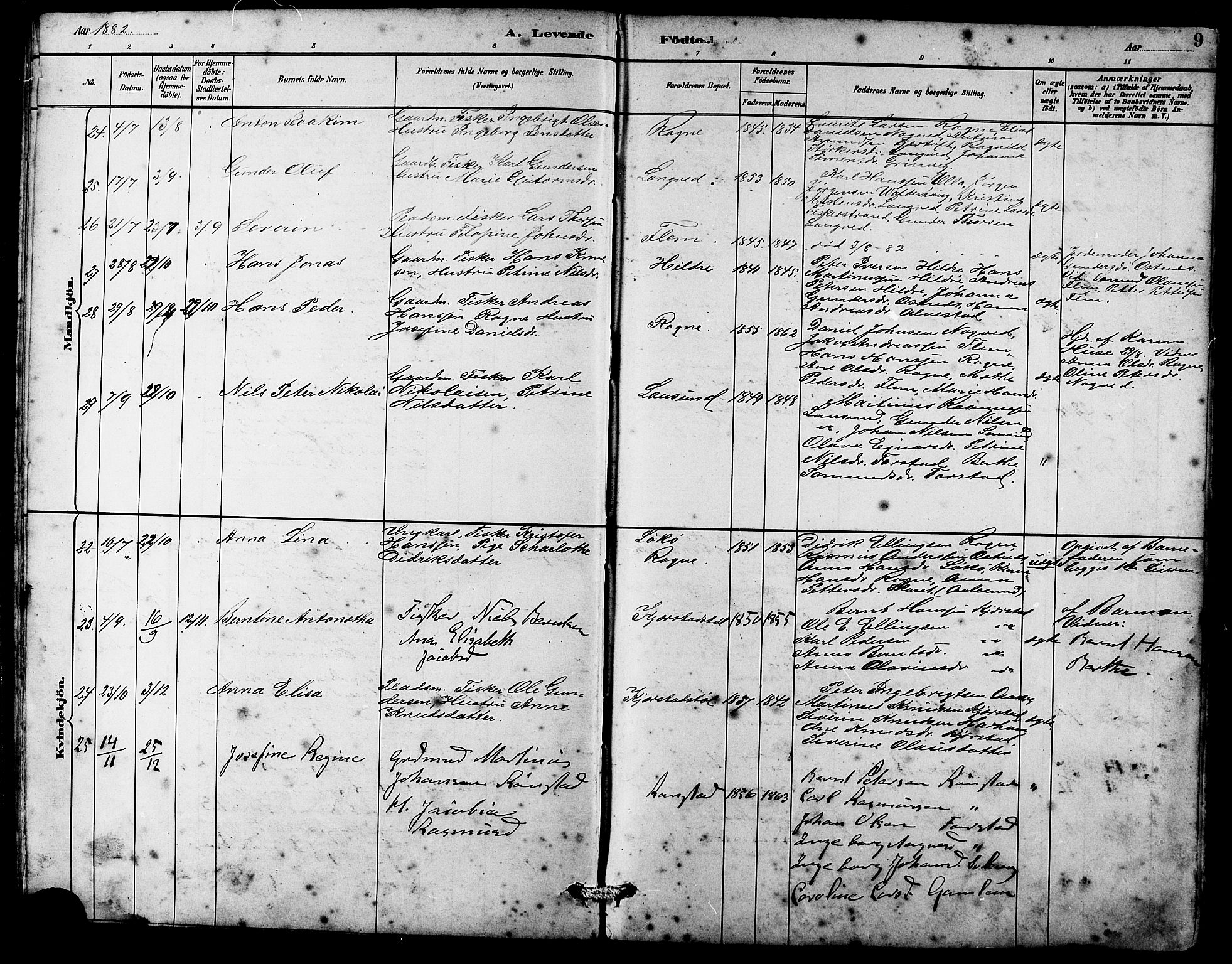 Ministerialprotokoller, klokkerbøker og fødselsregistre - Møre og Romsdal, AV/SAT-A-1454/536/L0510: Parish register (copy) no. 536C05, 1881-1898, p. 9