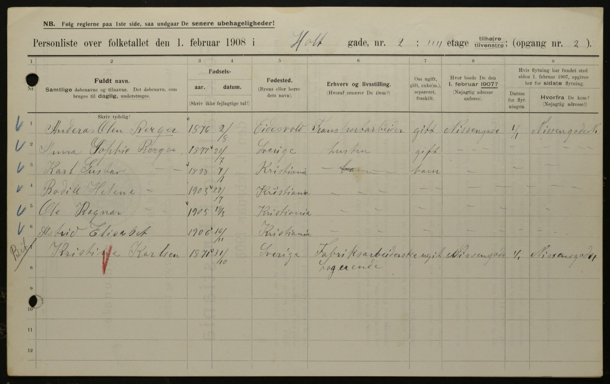 OBA, Municipal Census 1908 for Kristiania, 1908, p. 36811