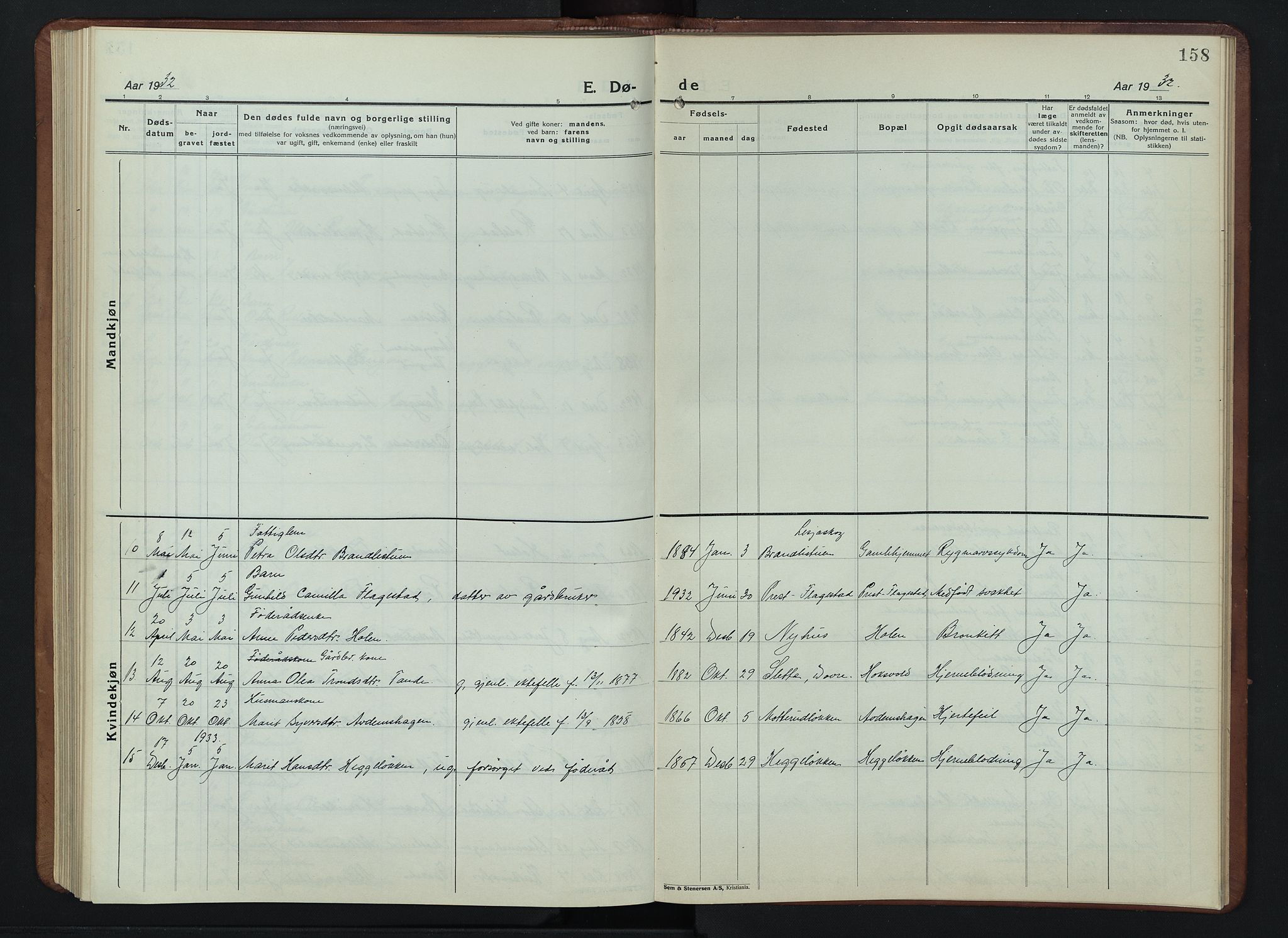 Lesja prestekontor, SAH/PREST-068/H/Ha/Hab/L0009: Parish register (copy) no. 9, 1924-1947, p. 158