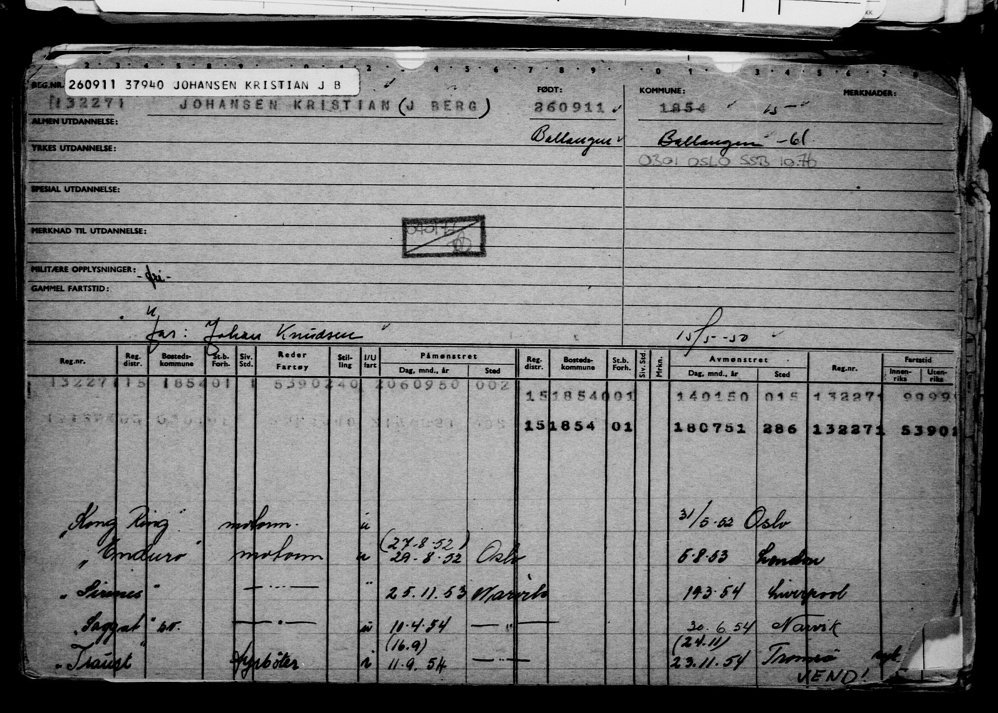 Direktoratet for sjømenn, AV/RA-S-3545/G/Gb/L0099: Hovedkort, 1911, p. 904