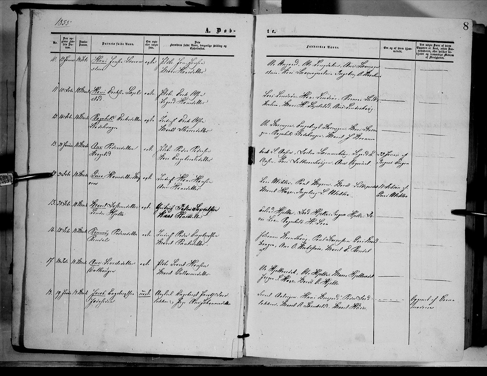 Dovre prestekontor, SAH/PREST-066/H/Ha/Haa/L0001: Parish register (official) no. 1, 1854-1878, p. 8