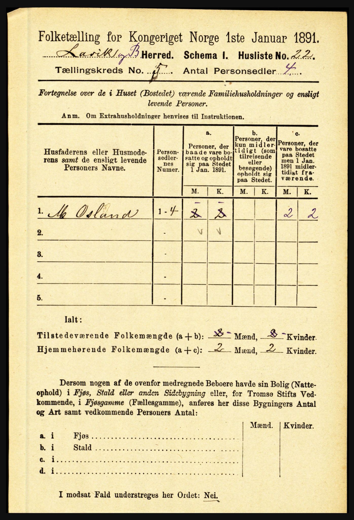 RA, 1891 census for 1415 Lavik og Brekke, 1891, p. 979