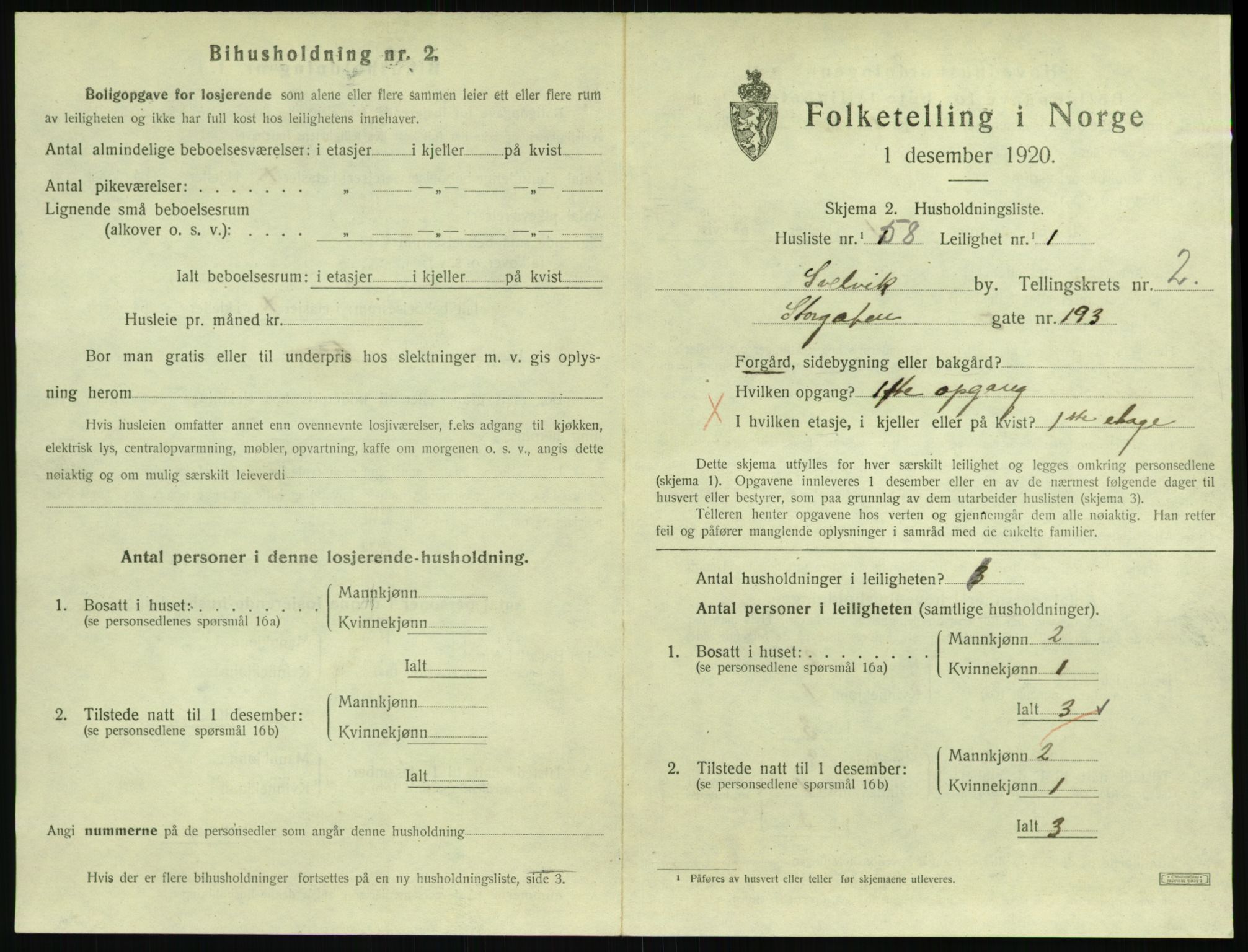 SAKO, 1920 census for Svelvik, 1920, p. 1013