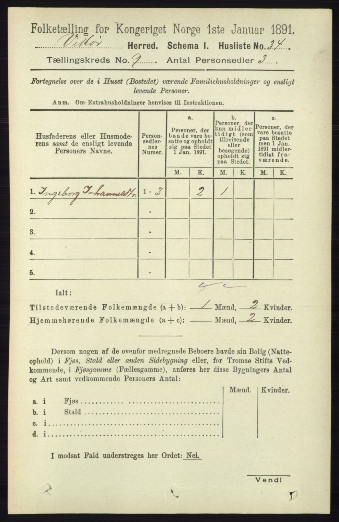 RA, 1891 census for 1238 Vikør, 1891, p. 2653